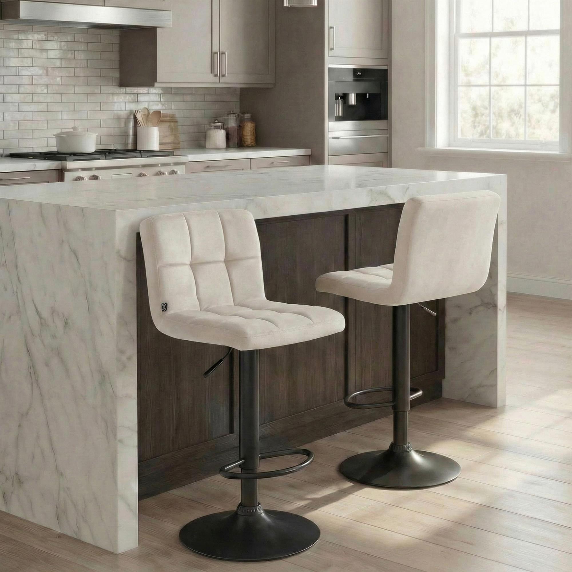 2er Set Barhocker Peru Samt schwarz, creme