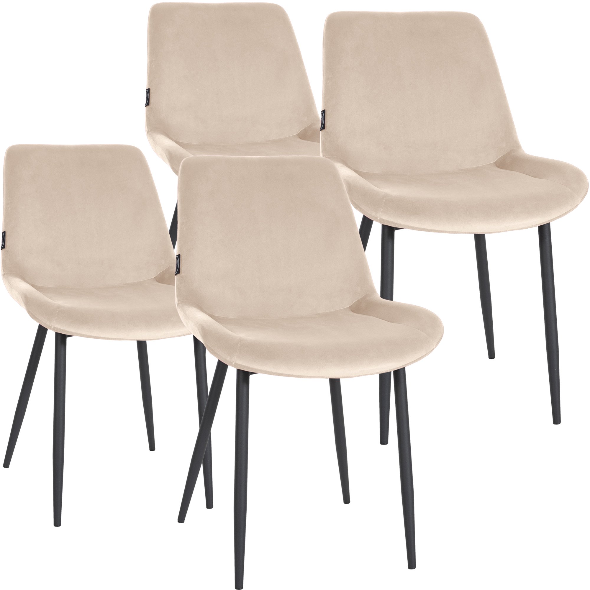 4er Set Esszimmerstühle Victoria Samt, creme