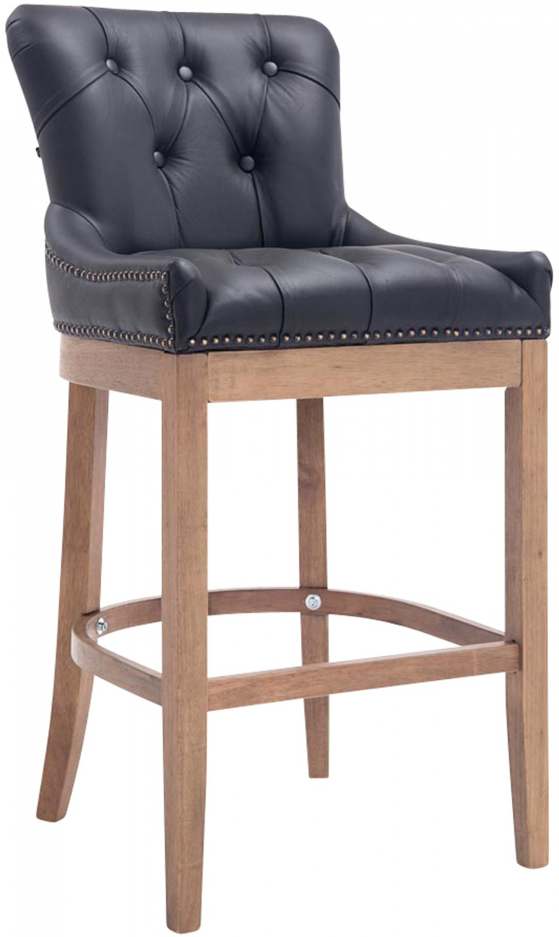 Barhocker Lakewood Echtleder, Antik-hell, schwarz