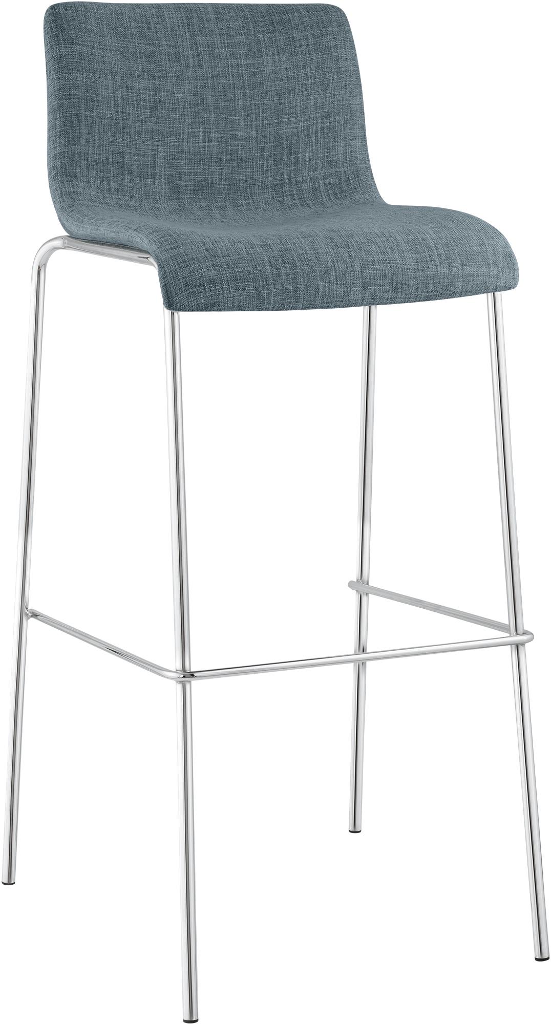 Barhocker Hoover Stoff 4-Fuß Gestell Chrom, blau