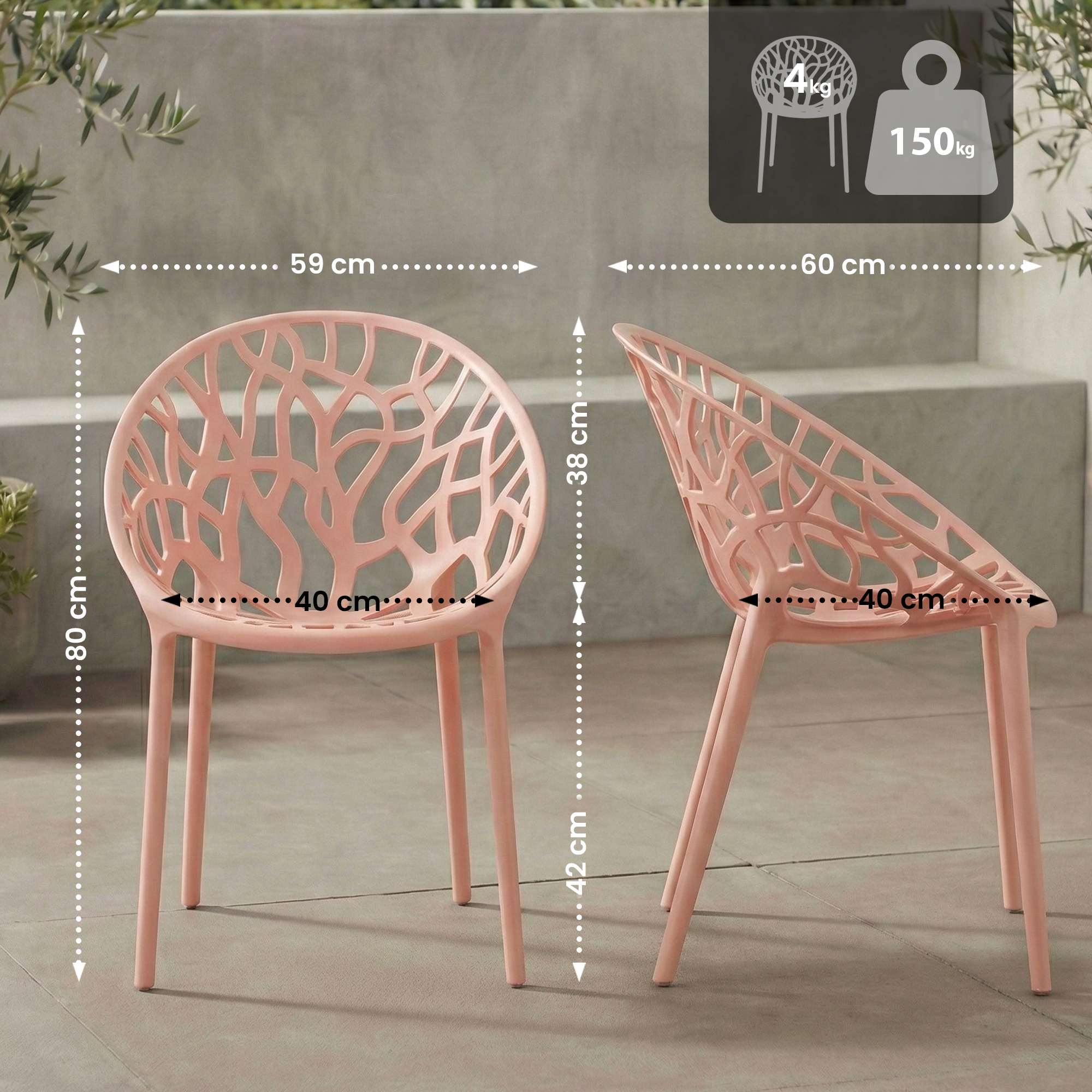 4er Set Stuhl Hope, rosa