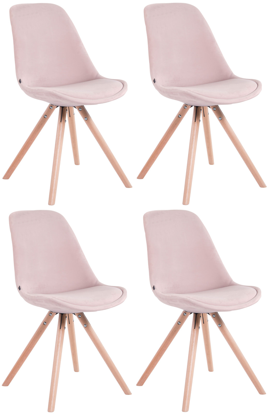 4er Set Stühle Toulouse Samt Rund natura, pink