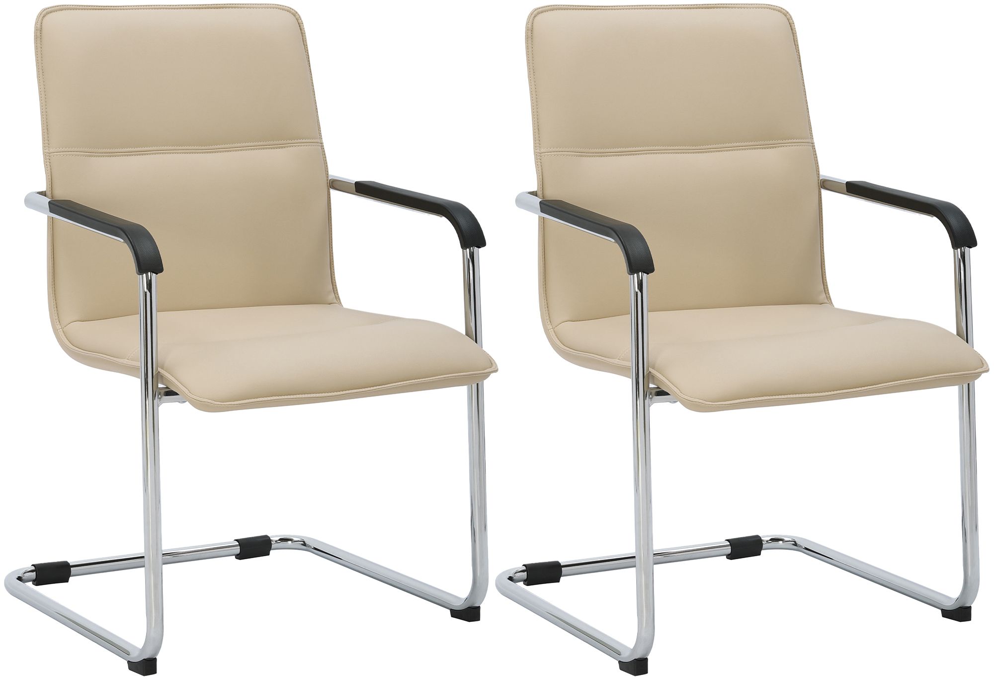 2er Set Besucherstuhl Seattle, creme