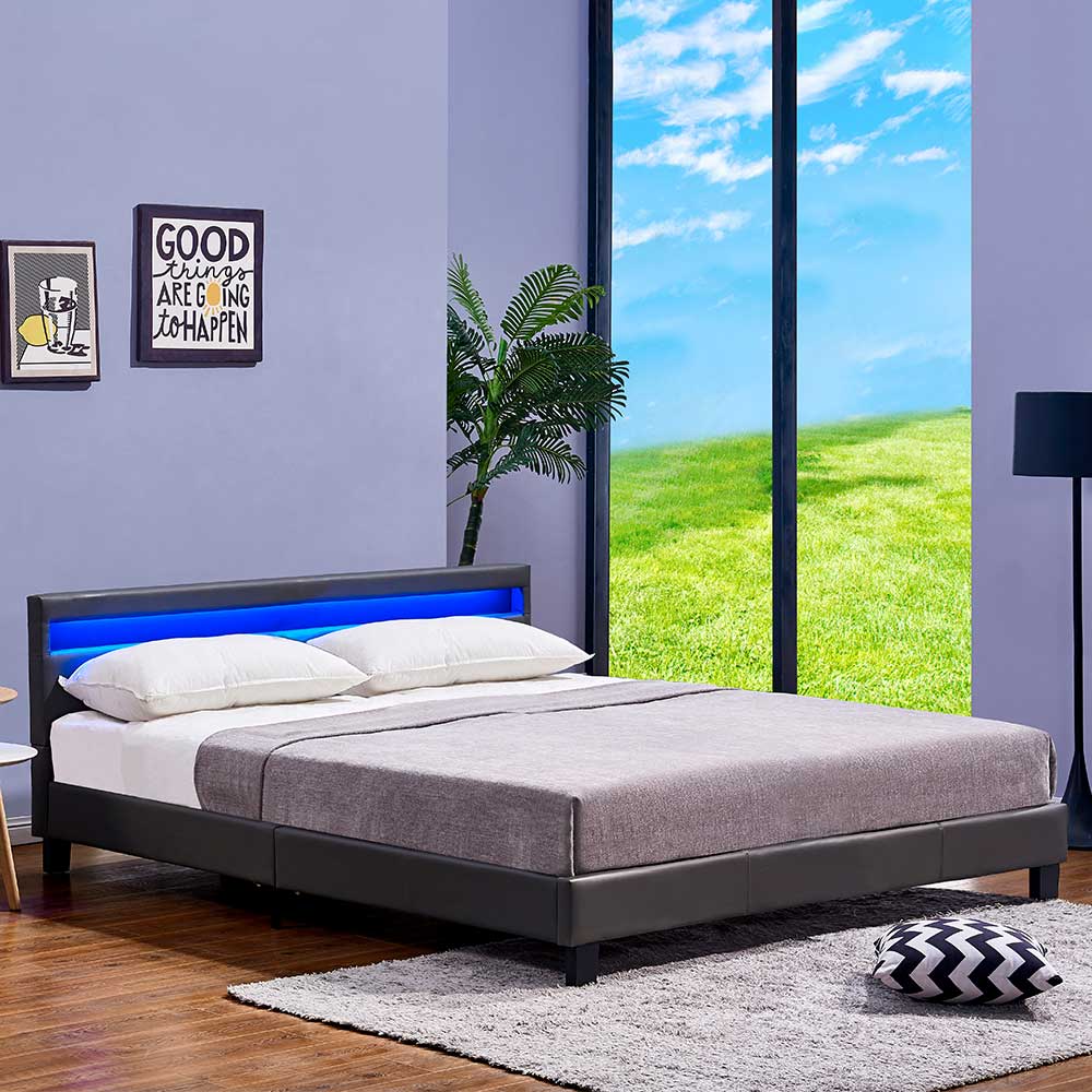 LED Bett ASTRO - 180 x 200 cm Dunkelgrau