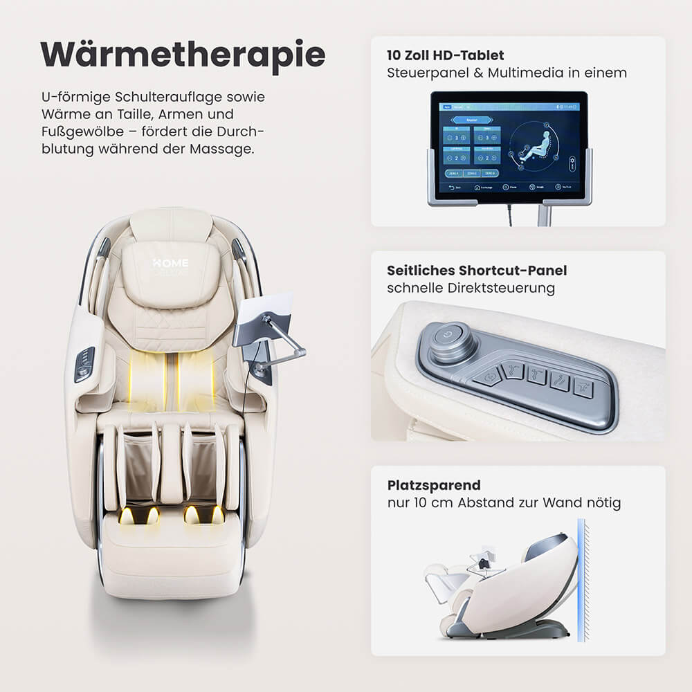 Massagesessel ALVINA mit Premium Webstoffpolsterung - Beige