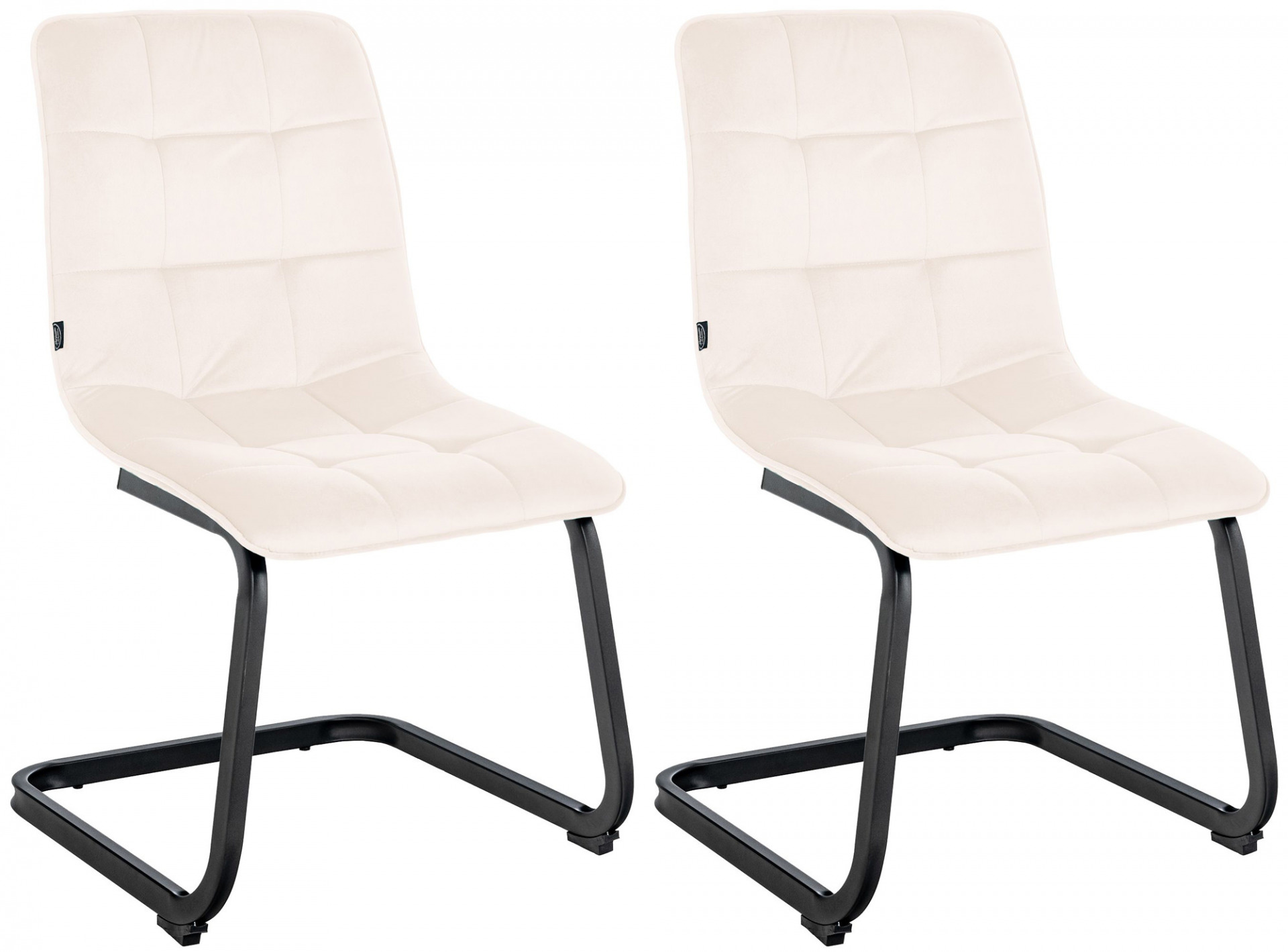 2er Set Esszimmerstuhl Vermont Samt, creme