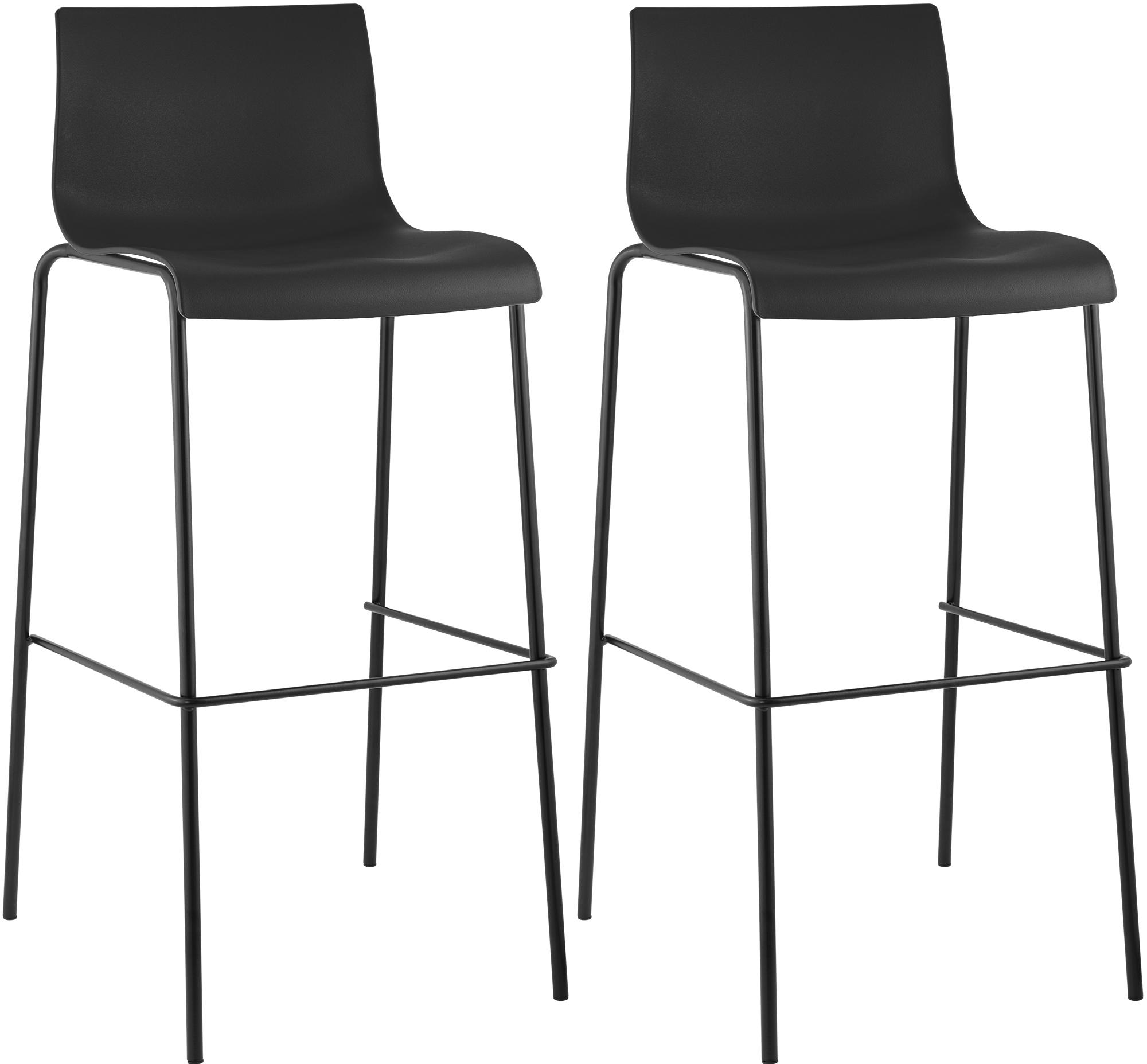 2er Set Barhocker Hoover Kunststoff 4-Fuß Gestell schwarz, schwarz