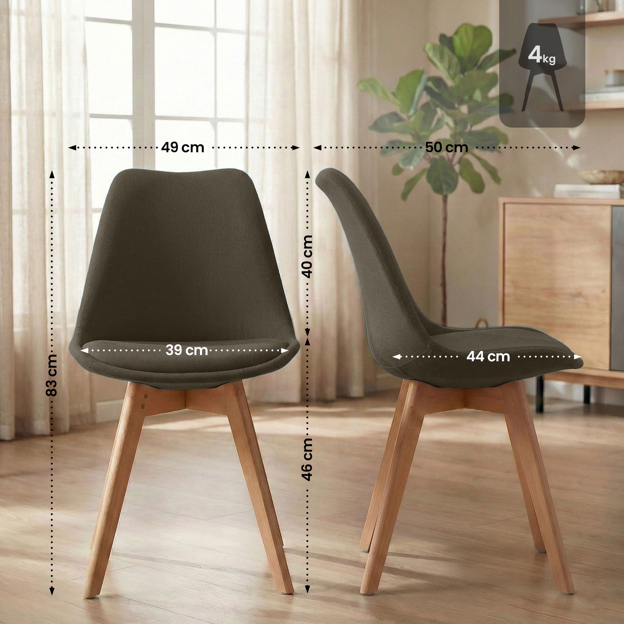 Stuhl Linares Stoff, braun