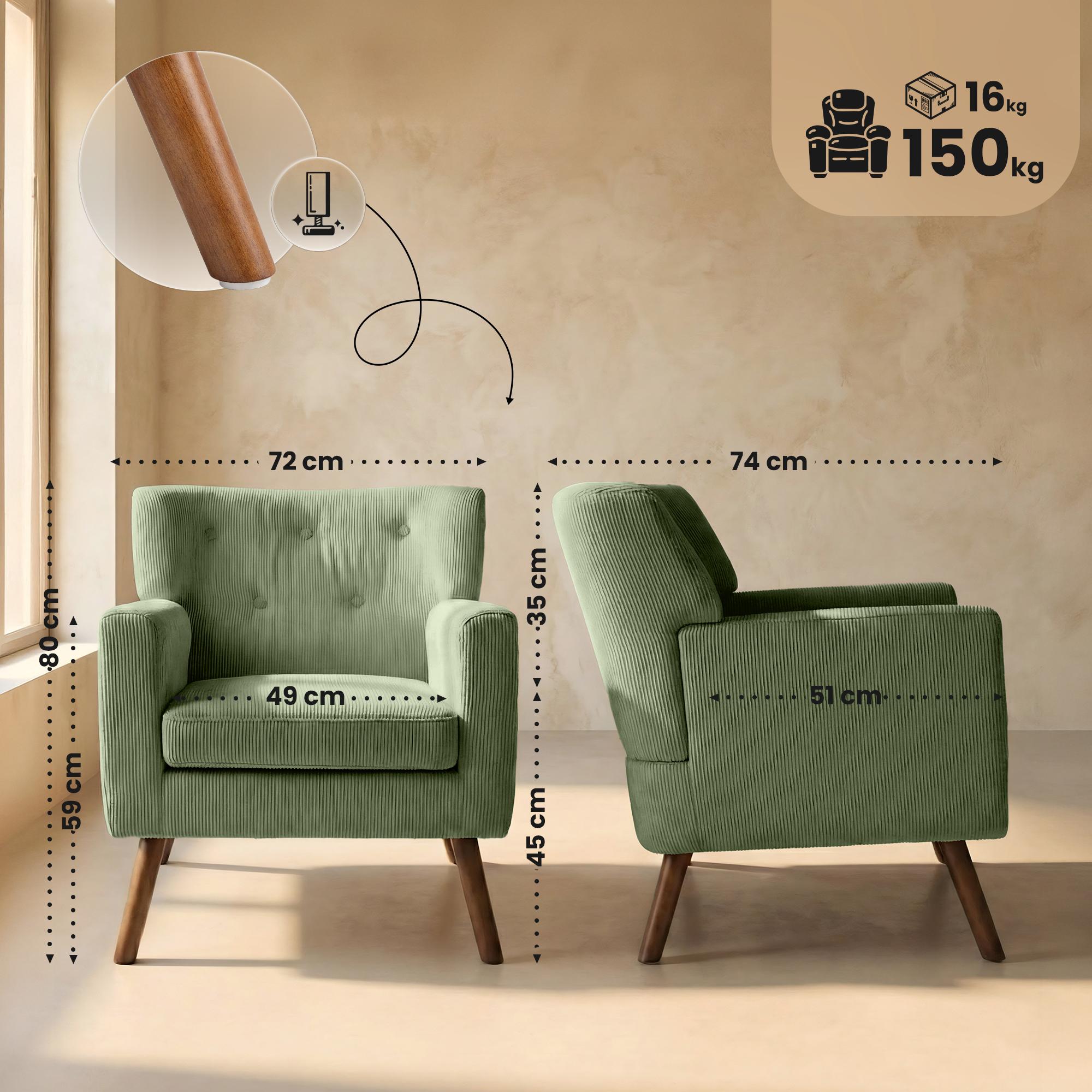 Sessel Kioni Cord, grün