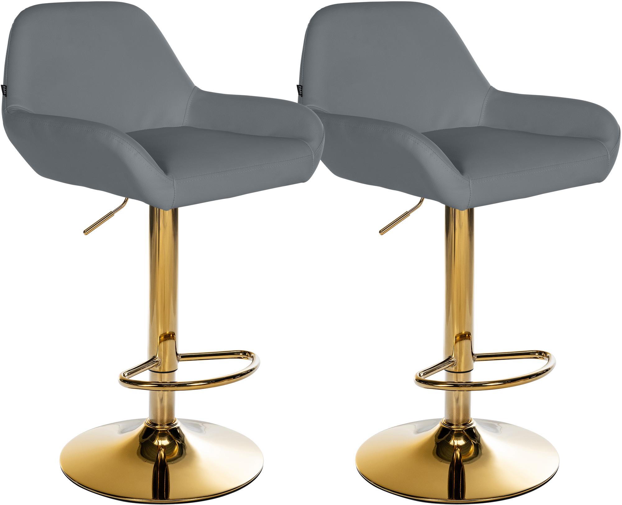2er Set Barhocker Braga Gold Kunstleder, grau