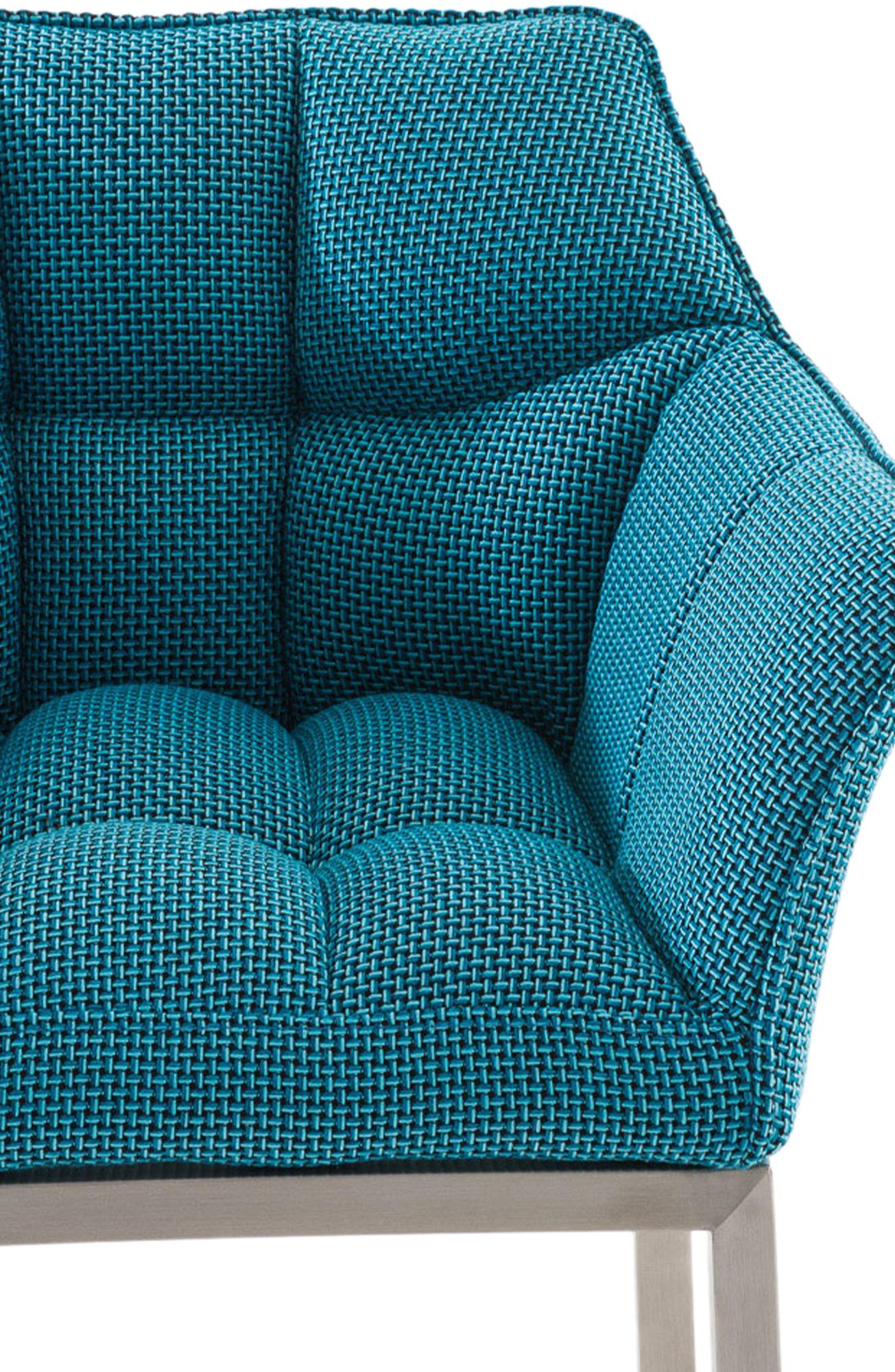 Barhocker Damaso E Stoff mit 4-Fuß Gestell, türkis