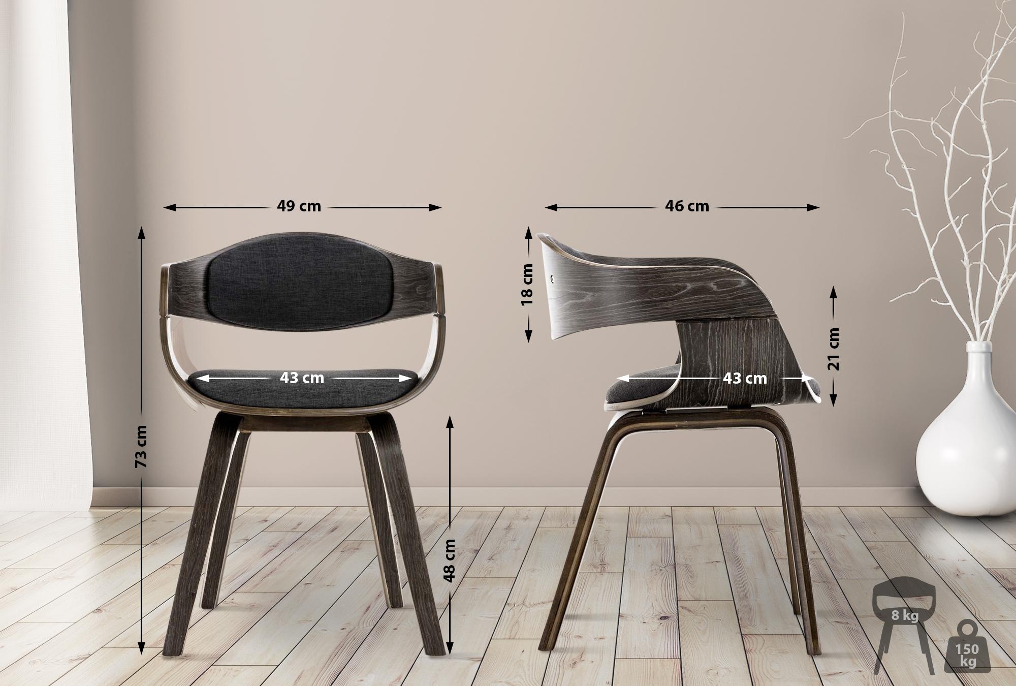 2er Set Stühle Kingston Stoff, grau/dunkelgrau