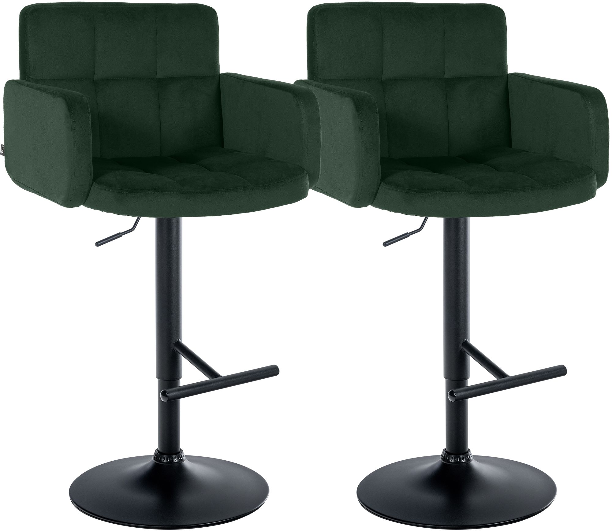 2er Set Barhocker Los Angeles Samt schwarz, dunkelgrün