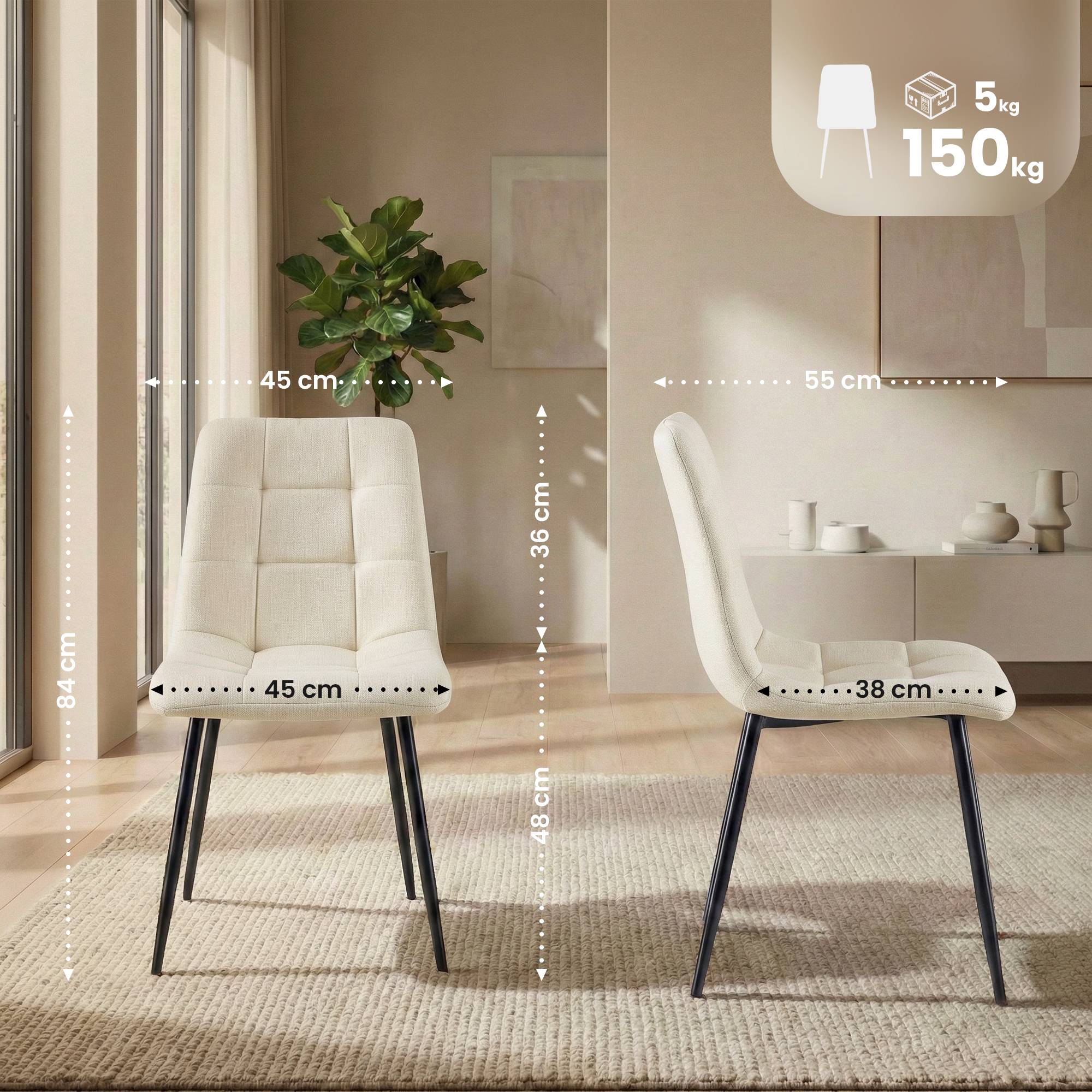 Esszimmerstuhl Antibes Stoff, creme
