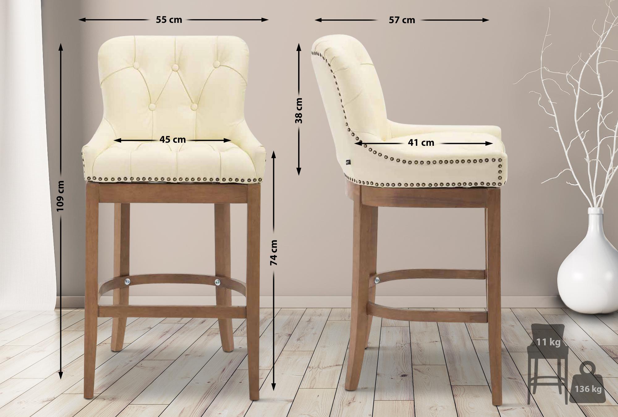 Barhocker Lakewood Echtleder, Antik-hell, creme