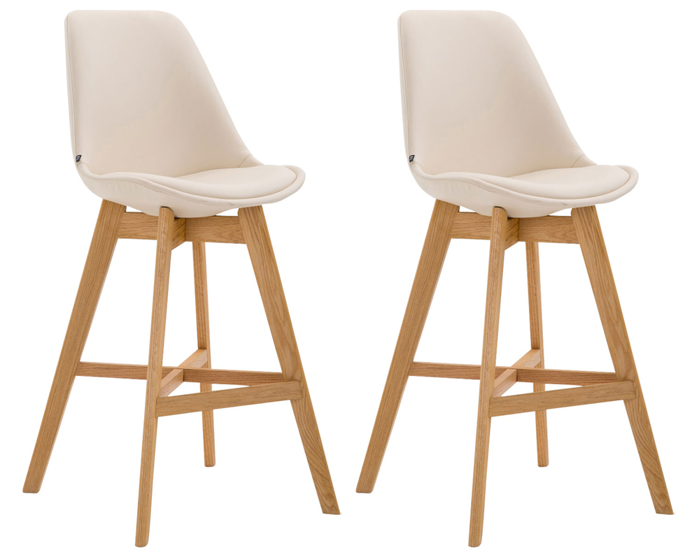 2er Set Barhocker Cannes Kunstleder natura, creme