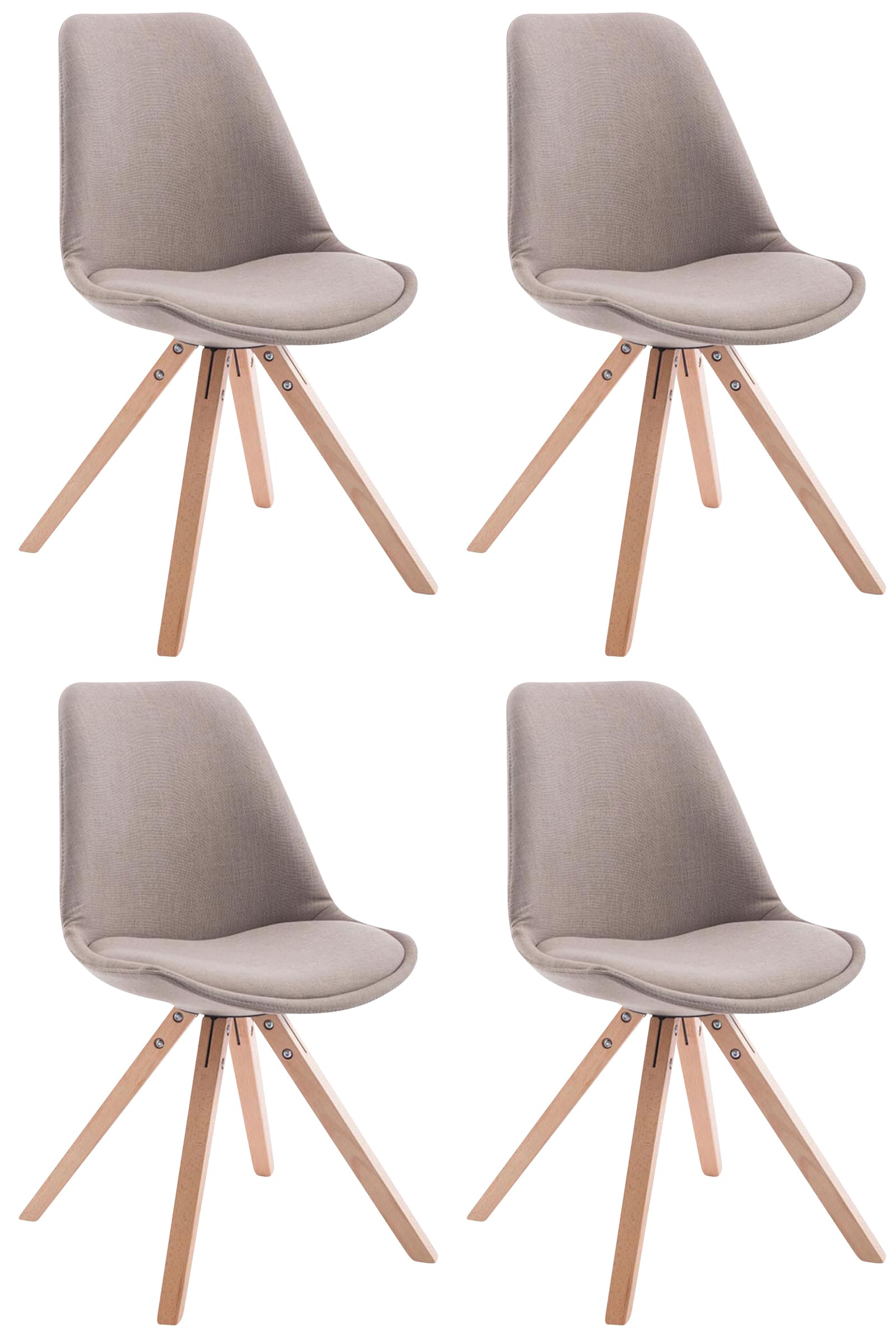 4er Set Besucherstuhl Toulouse Stoff Square Natura, taupe