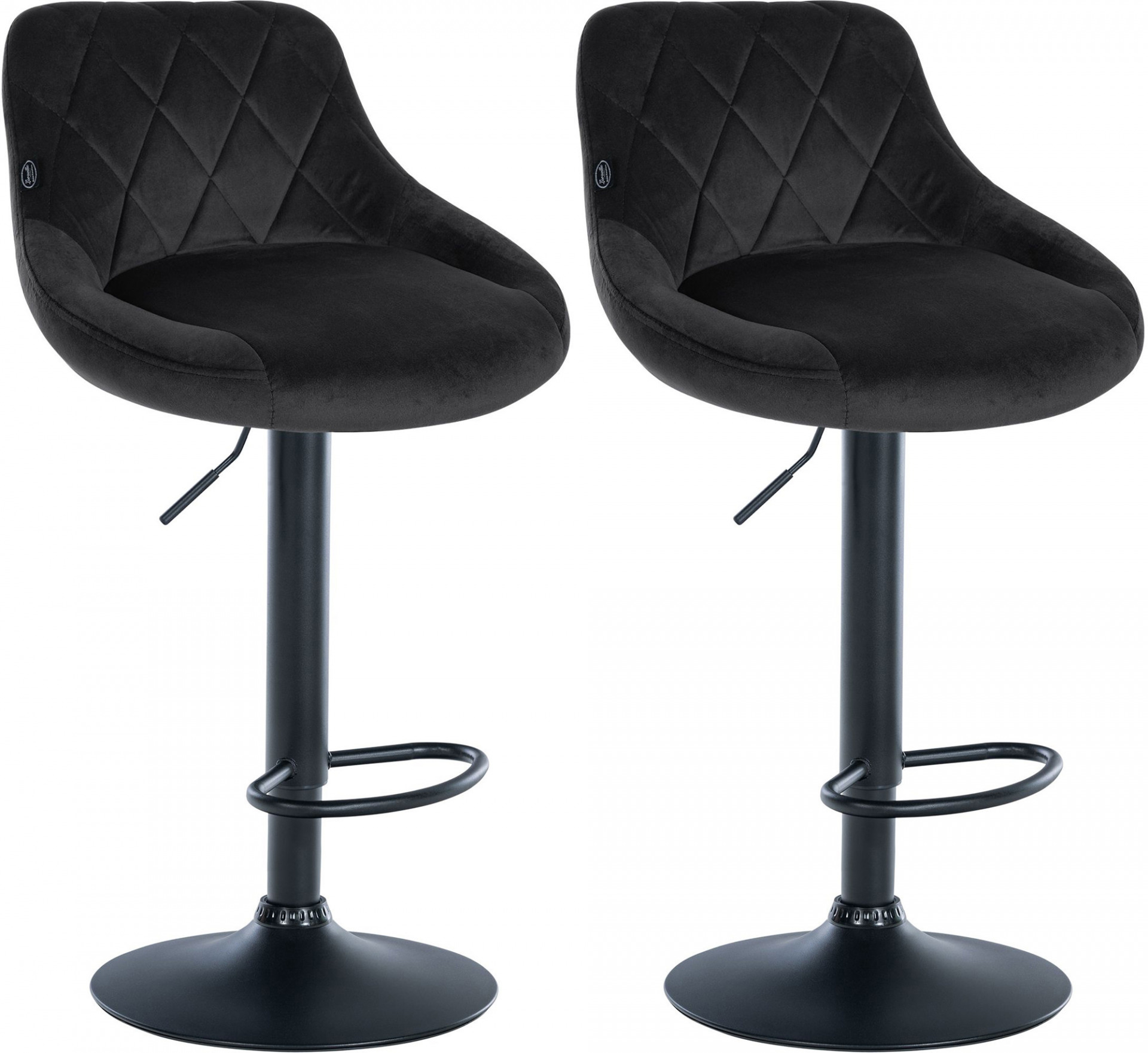 2er Set Barhocker Lazio Samt schwarz, schwarz