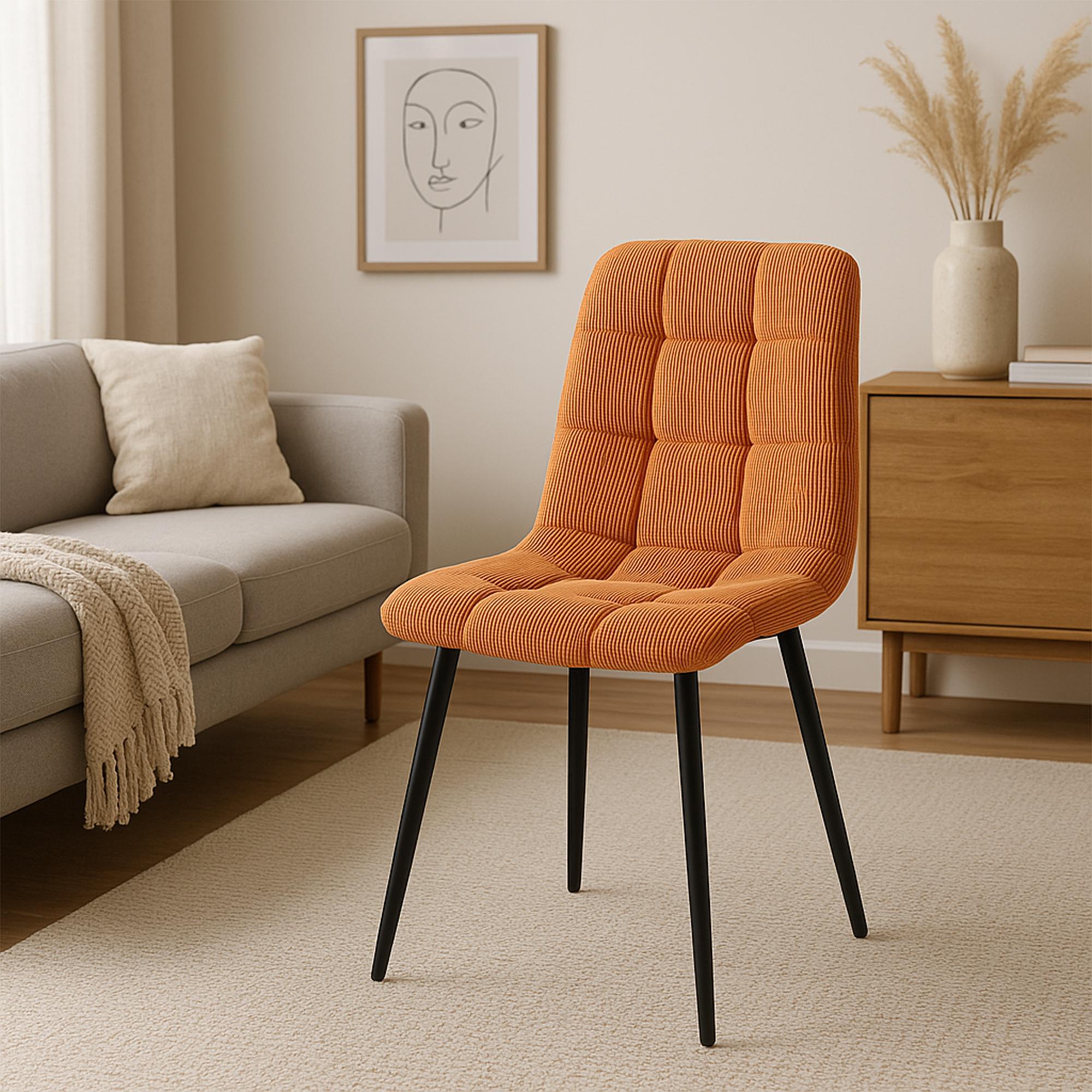 4er Set Esszimmerstuhl Tilde Cord, orange