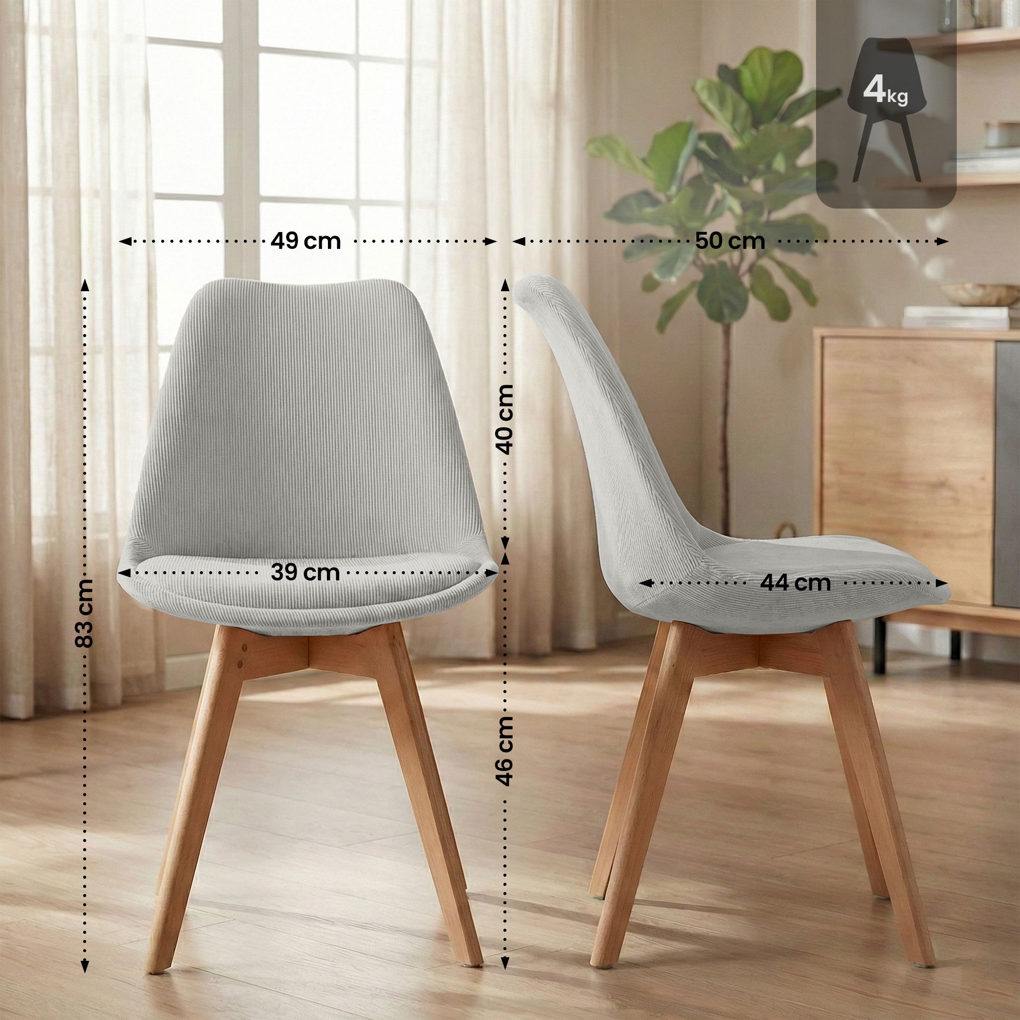 Stuhl Linares Cord, grau