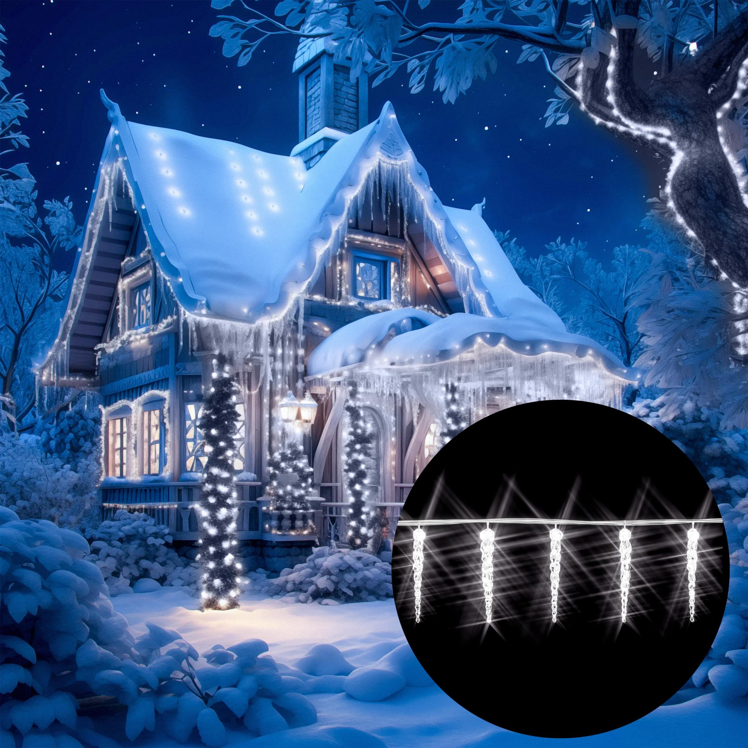 Lichterkette Weihnachten Eiszapfen Warmweiß 13m