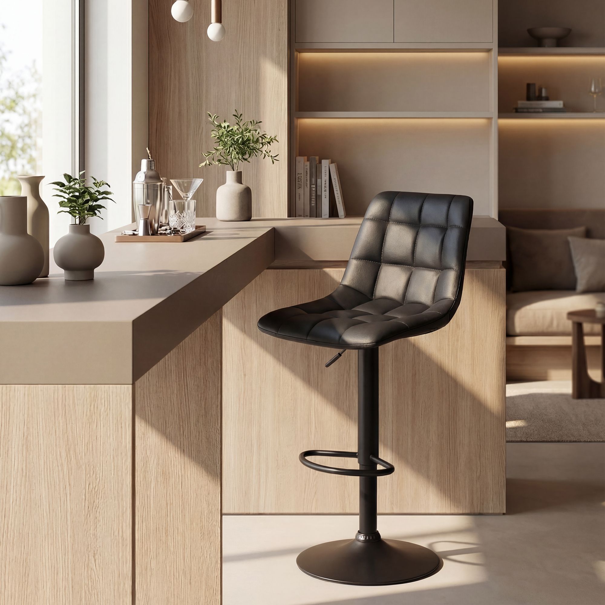 2er Set Barhocker Mapun Kunstleder, schwarz