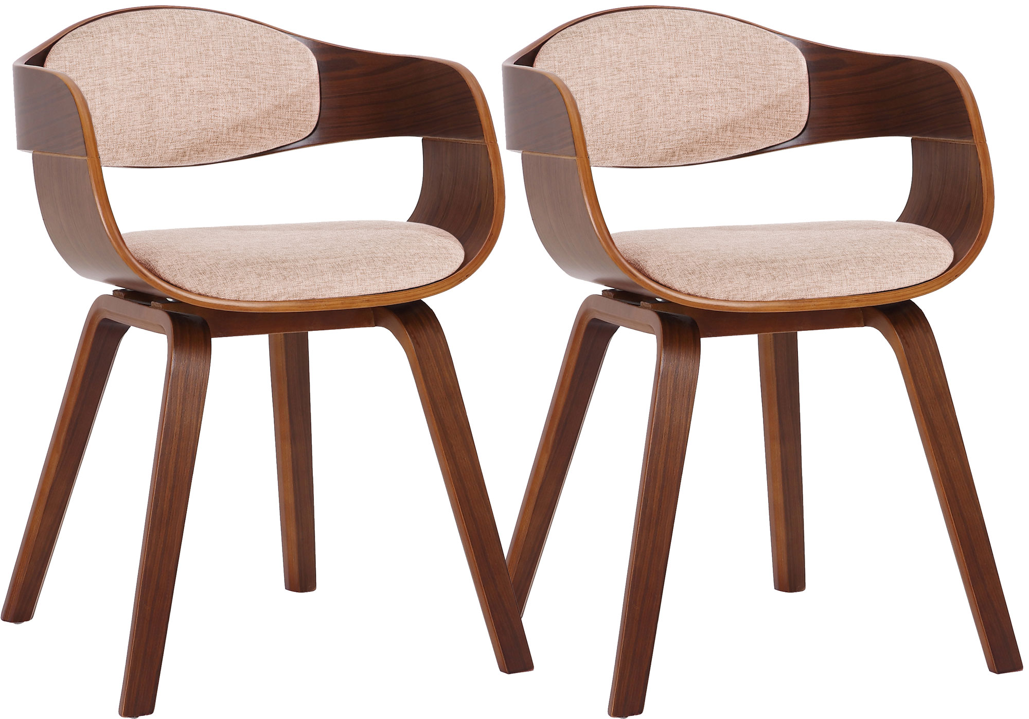 2er Set Stühle Kingston Stoff, walnuss/creme