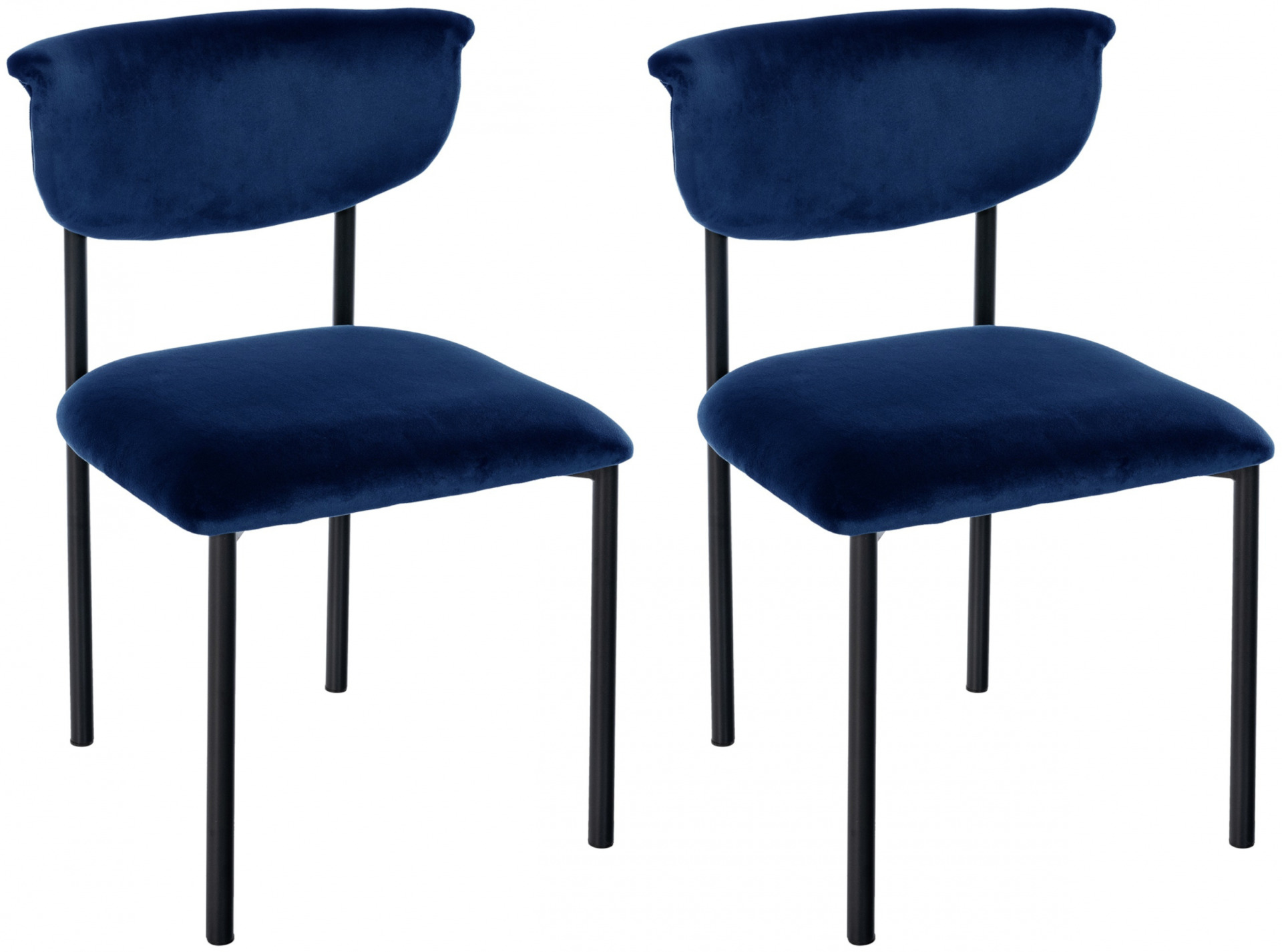 2er Set Besucherstuhl Gambell Samt, dunkelblau