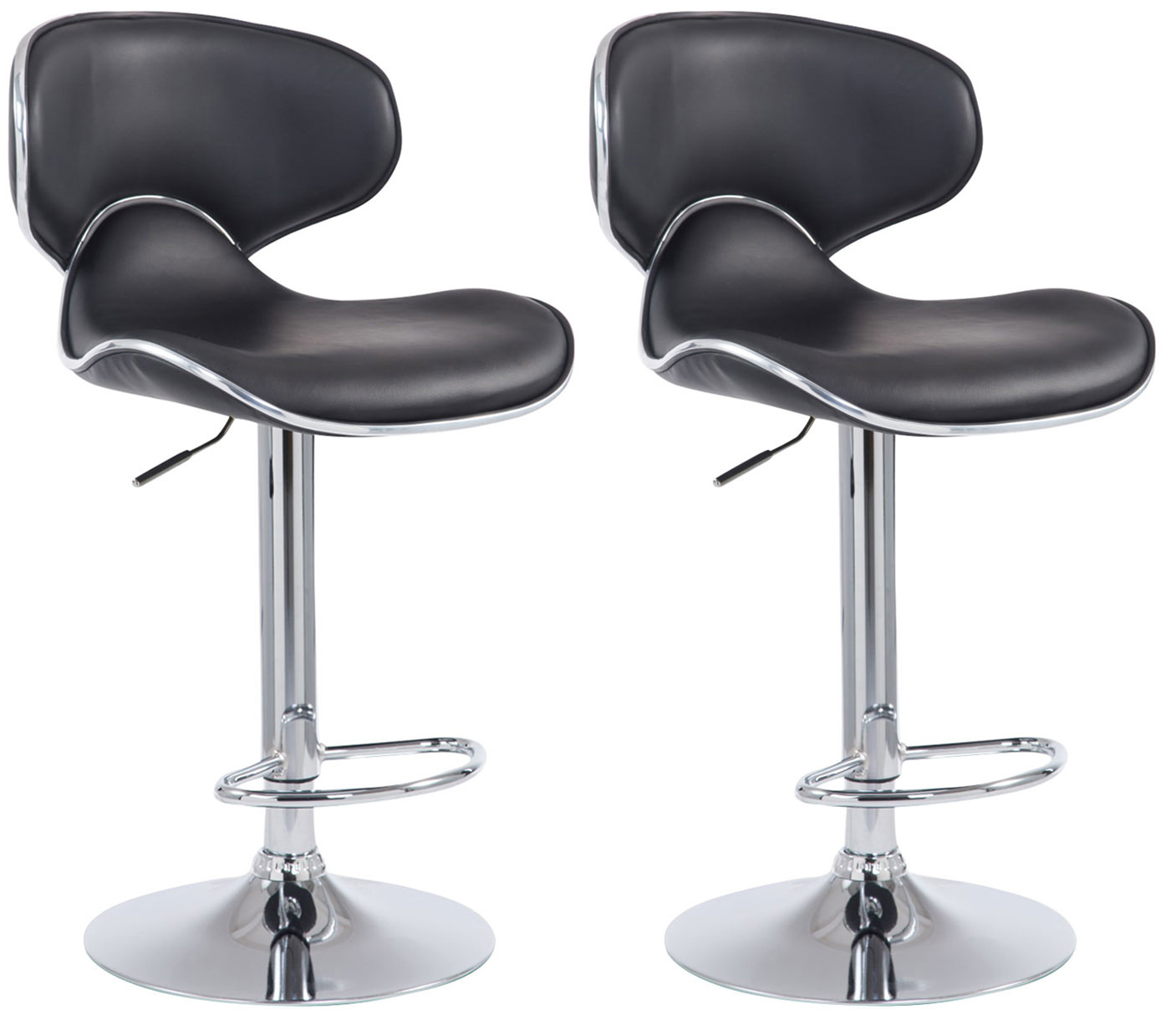 2er Set Barhocker Las Vegas V2 Kunstleder chrom, schwarz