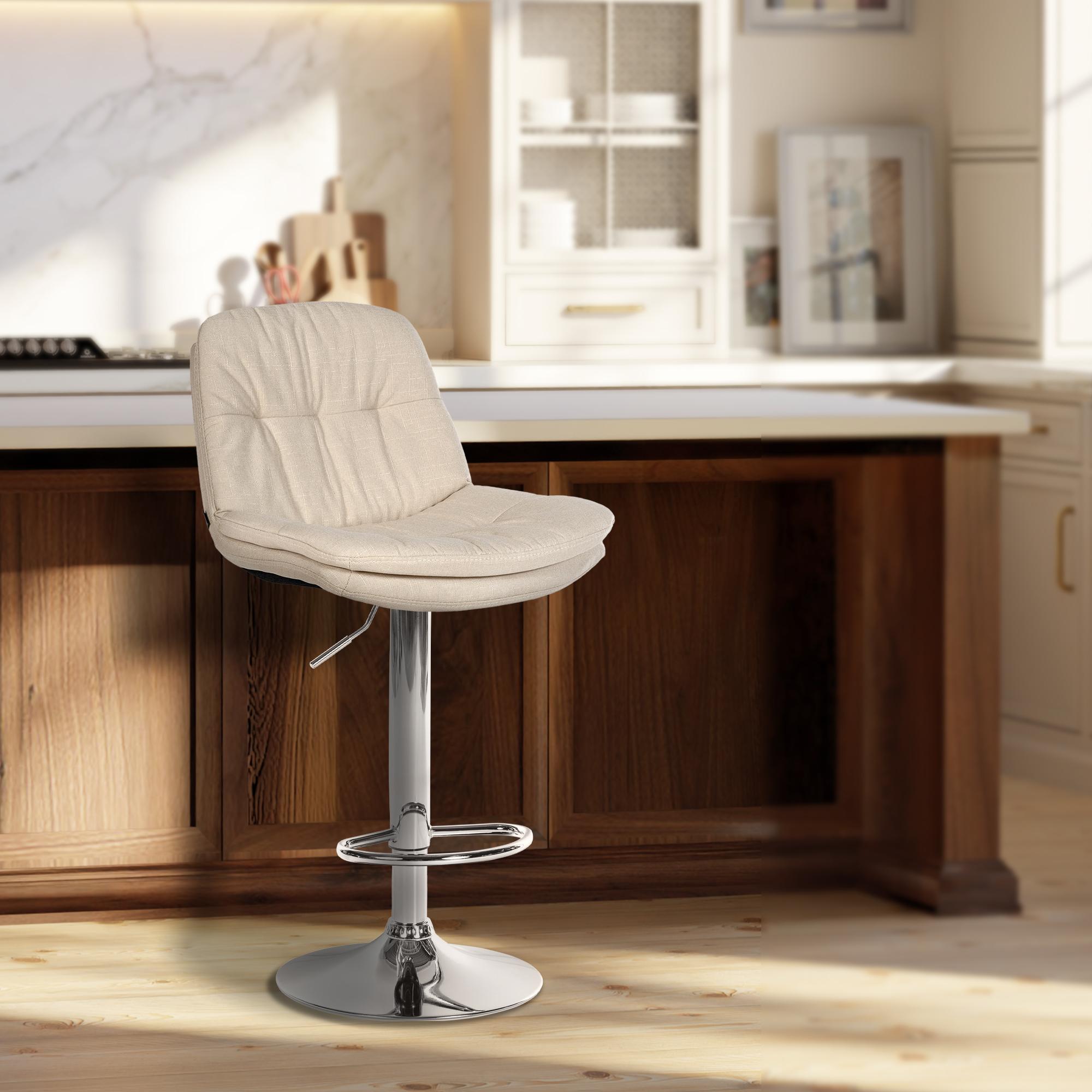 Barhocker Laurel Stoff chrom, creme