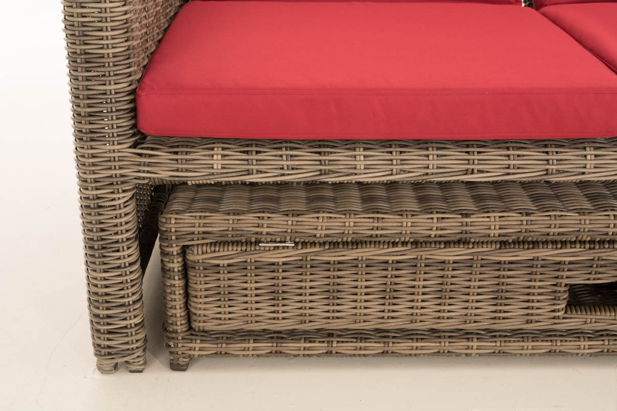 Sofa Ancona Rubinrot 5mm, grau-meliert
