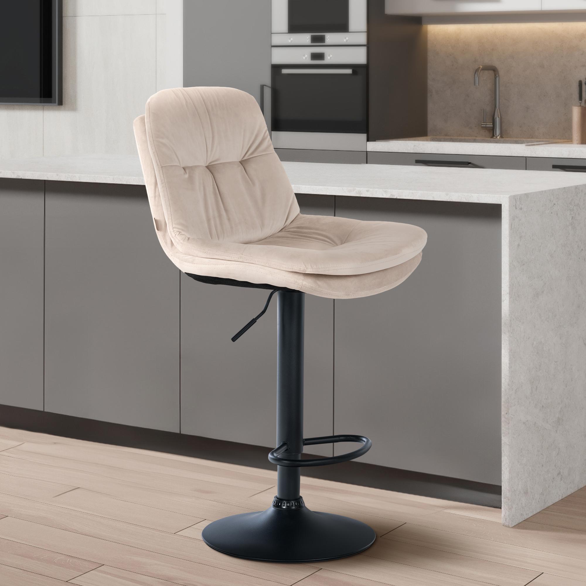 Barhocker Laurel Samt schwarz, creme