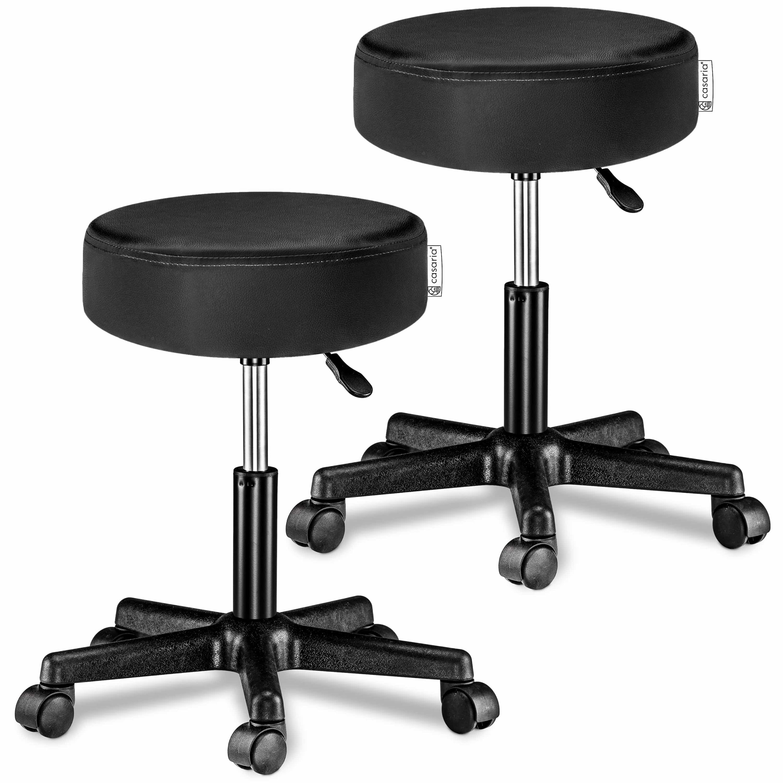 Rollhocker 2er-Set Kunstleder Schwarz 360° drehbar