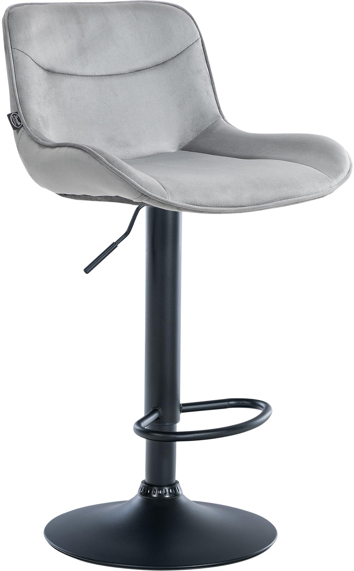 Barhocker Vonore Samt schwarz, grau