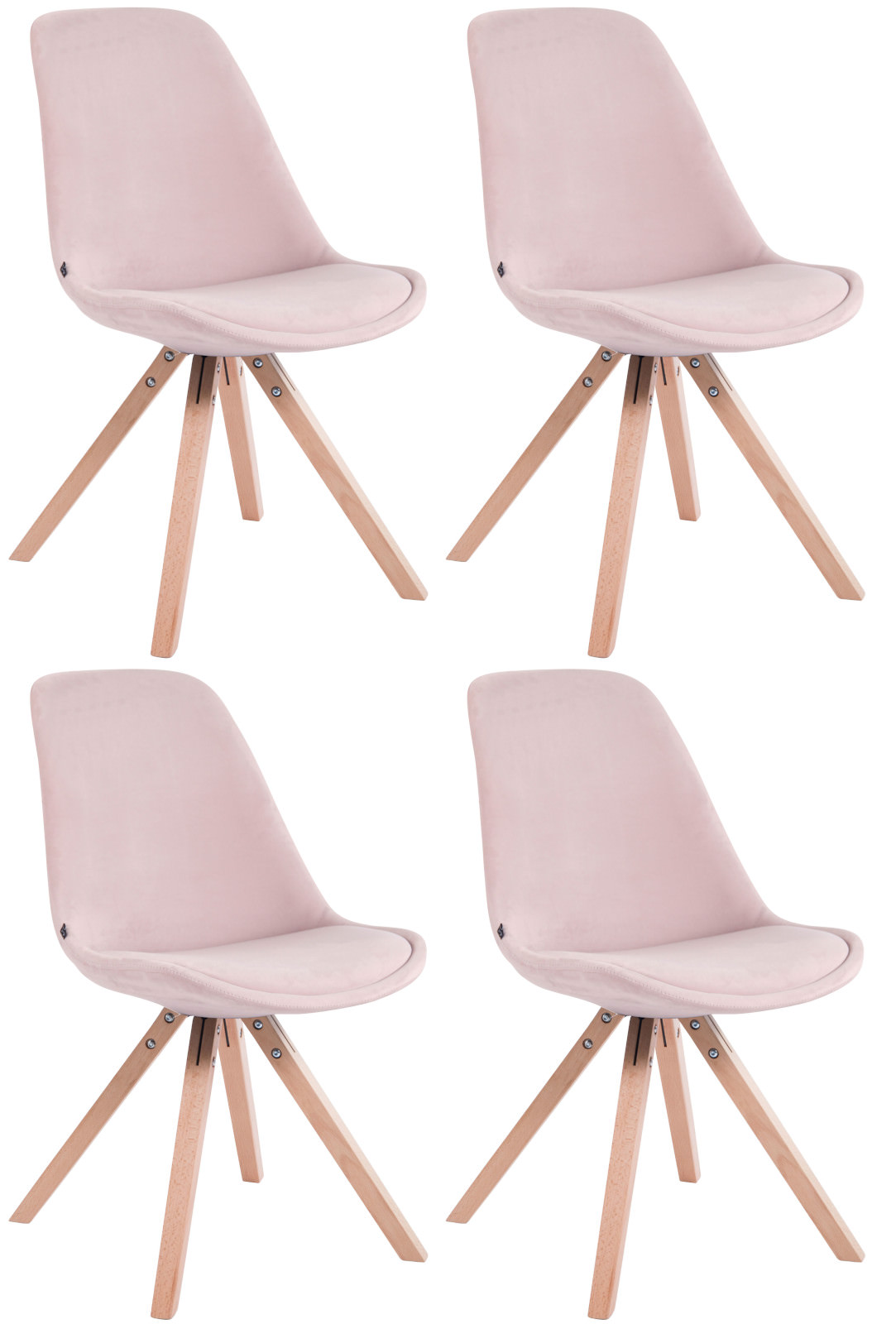 4er Set Stühle Toulouse Samt Square natura, pink