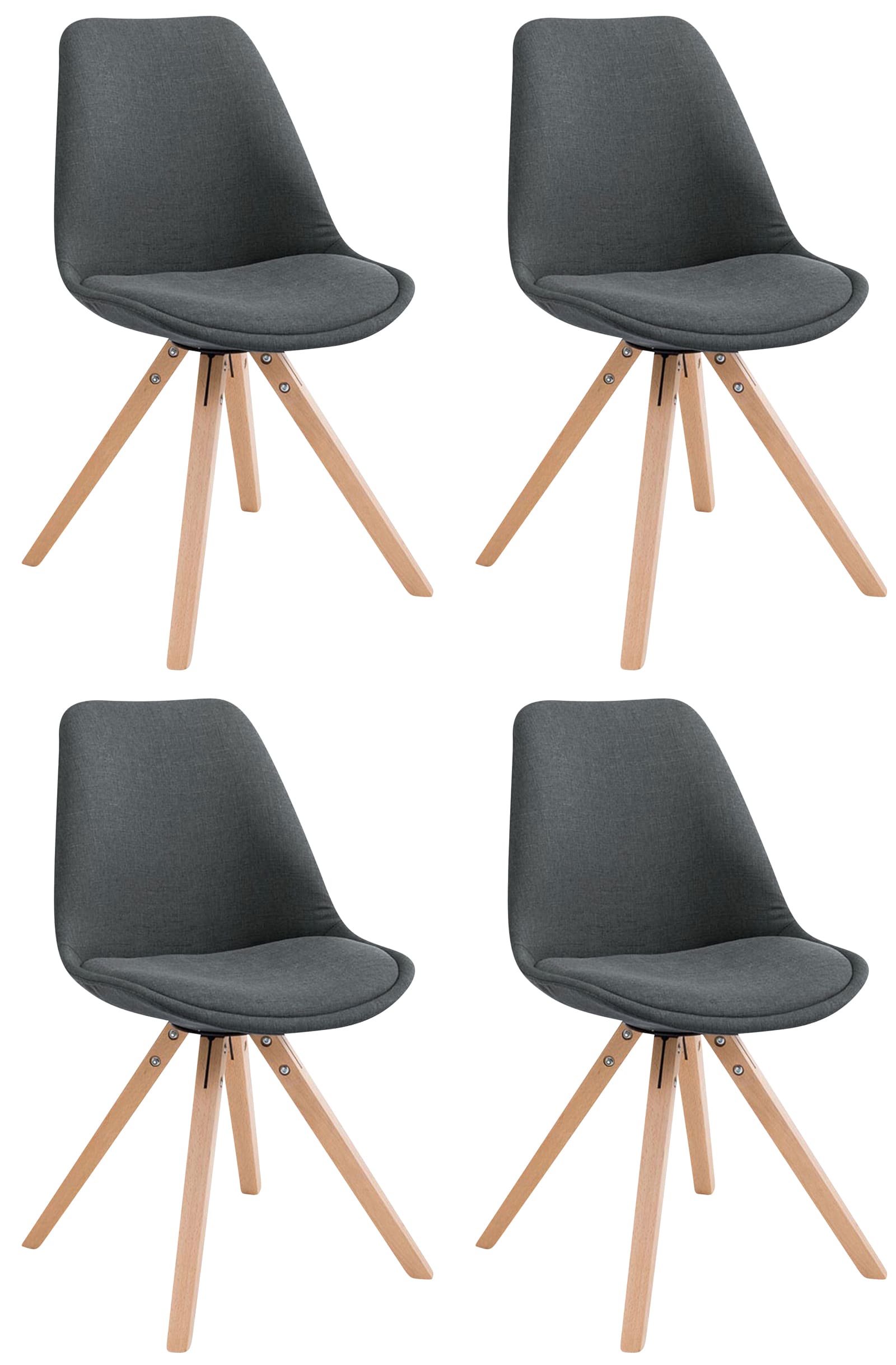 4er Set Besucherstuhl Toulouse Stoff Square Natura, dunkelgrau