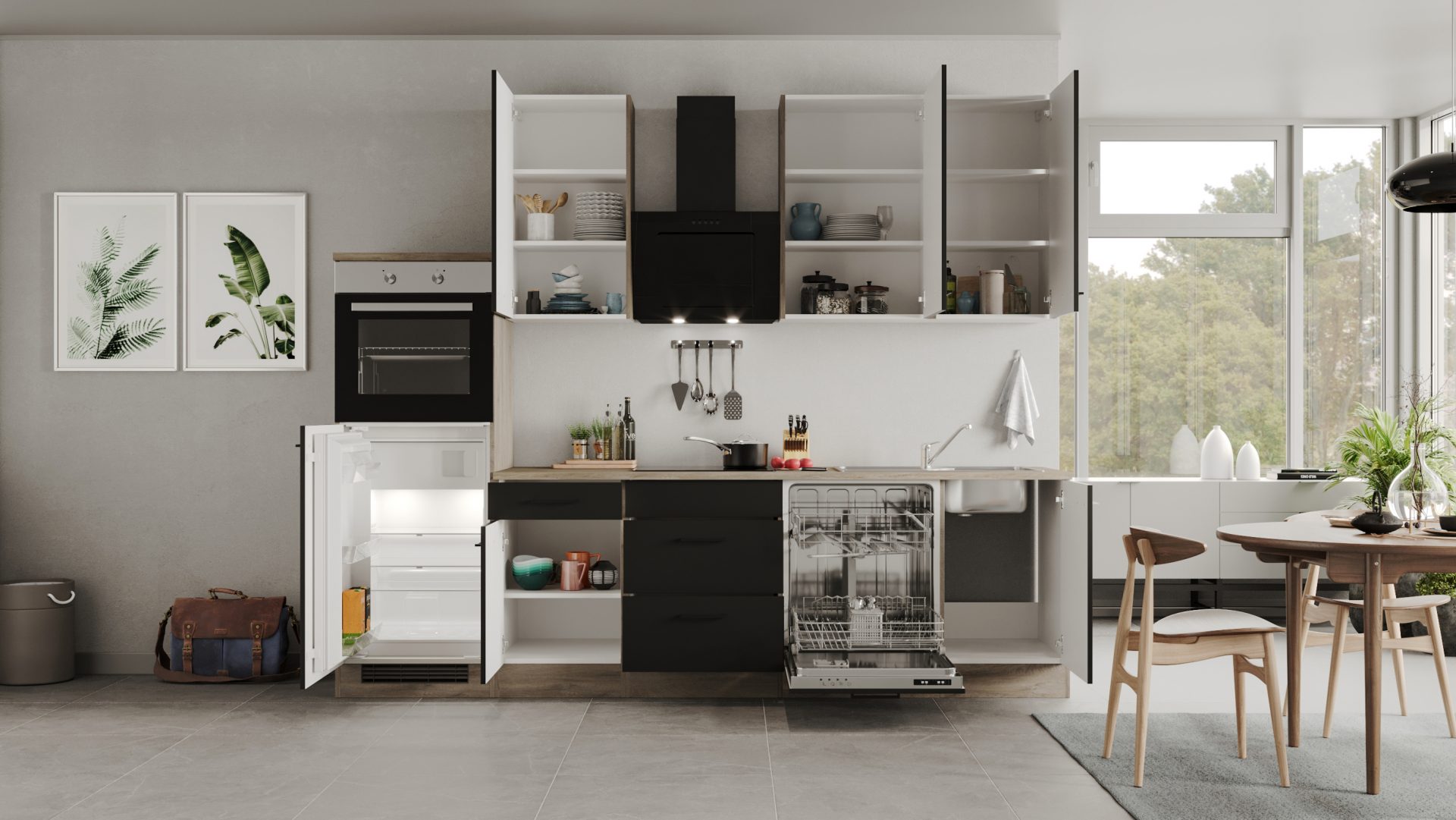 Küchenzeile Capri 280 cm mit E-Geräten