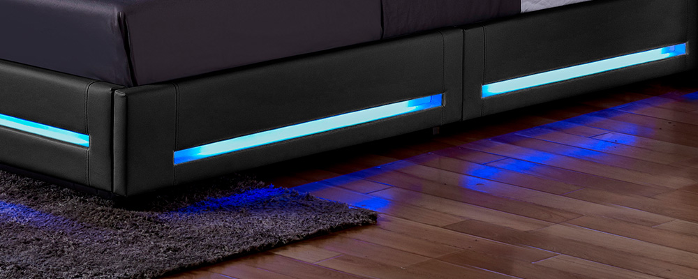 LED Bett ASTEROID - 140 x 200 cm Dunkelgrau