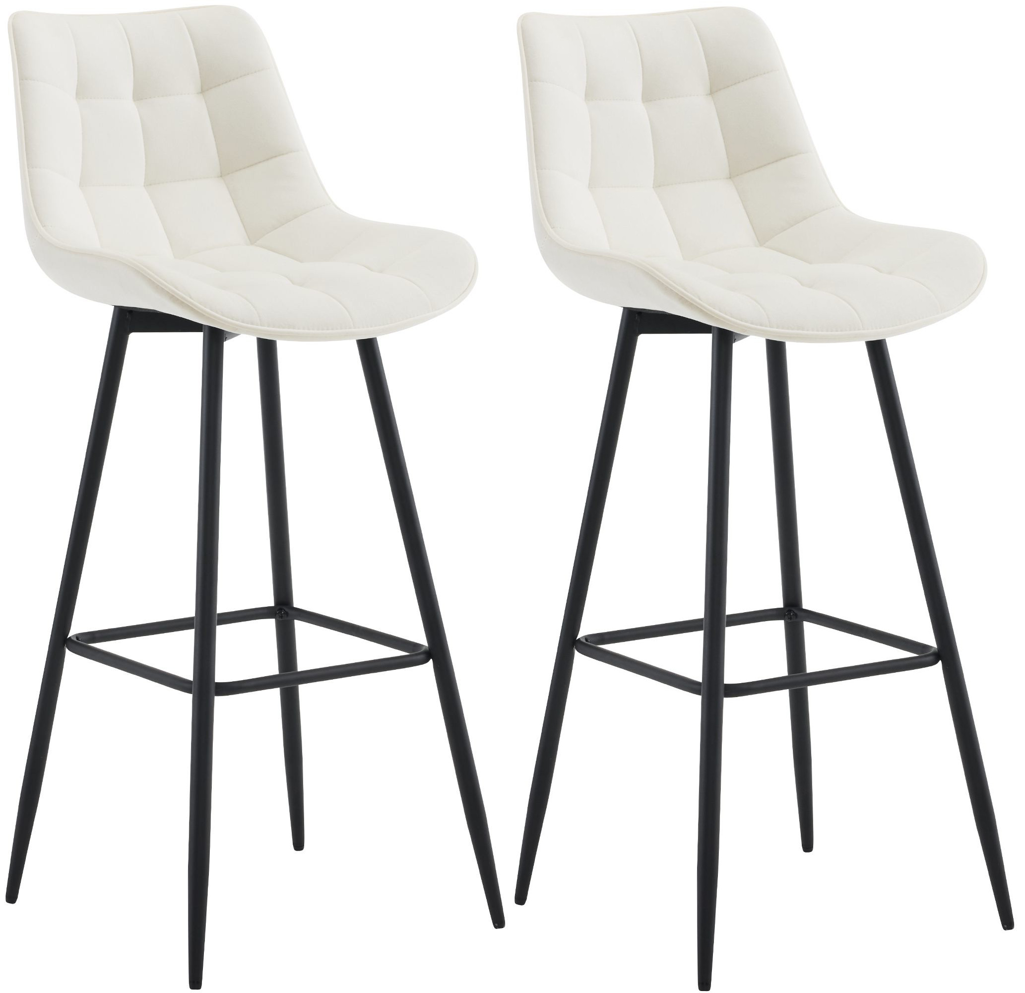 2er Set Barhocker Dartford Samt, creme