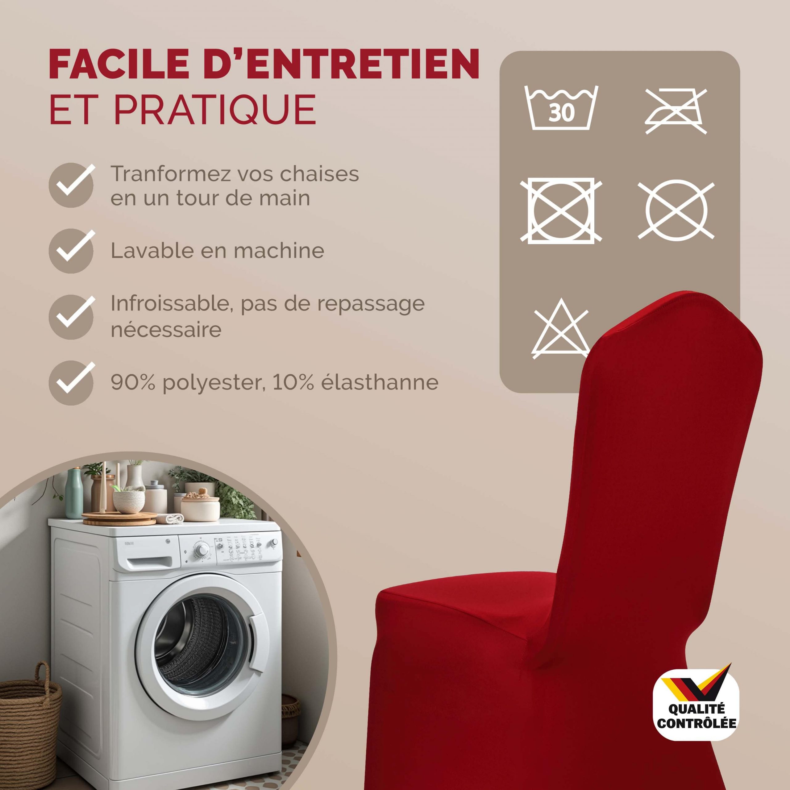 Stuhlhusse 6er-Set Bordeaux OEKO-TEX®