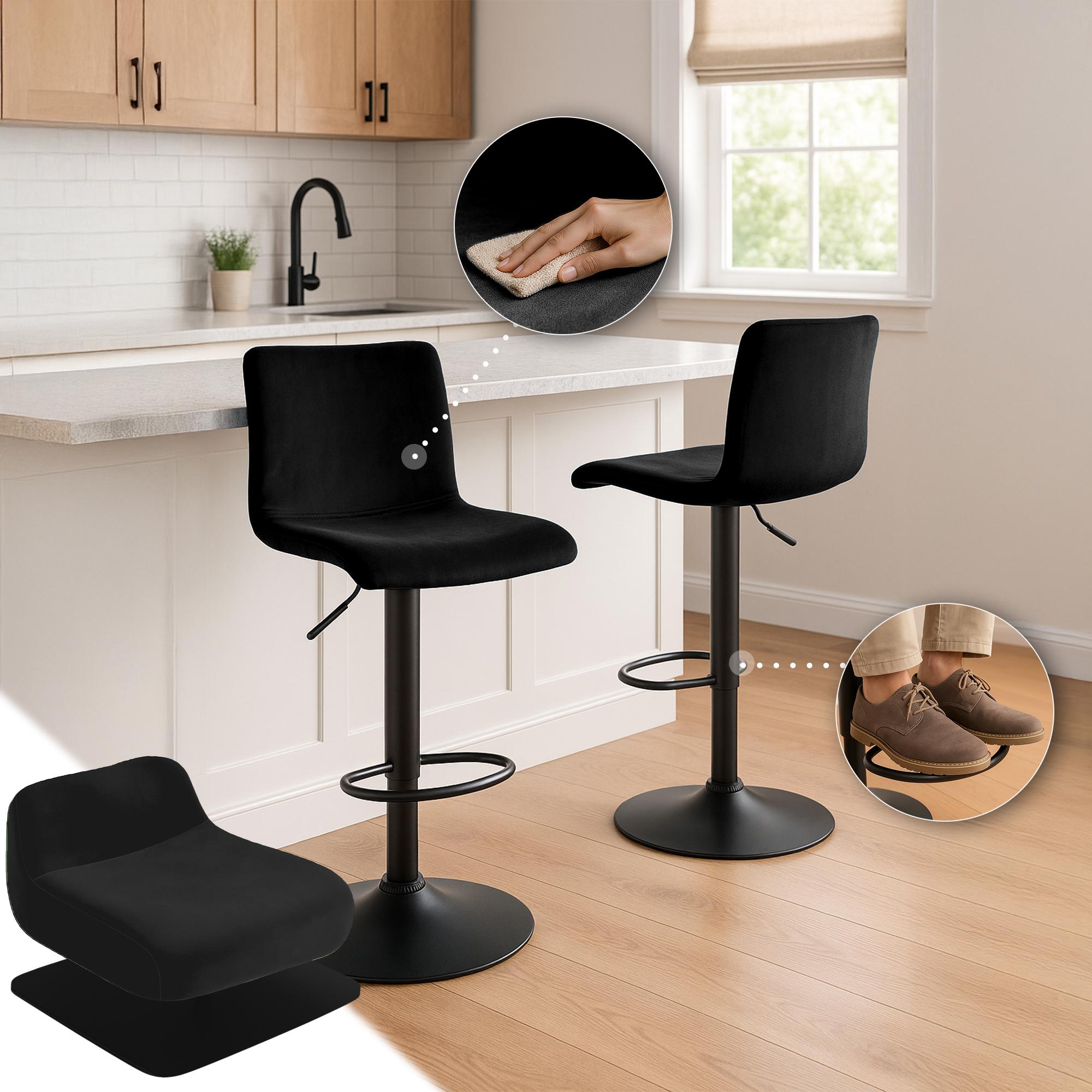Barhocker Hoover Samt B, schwarz