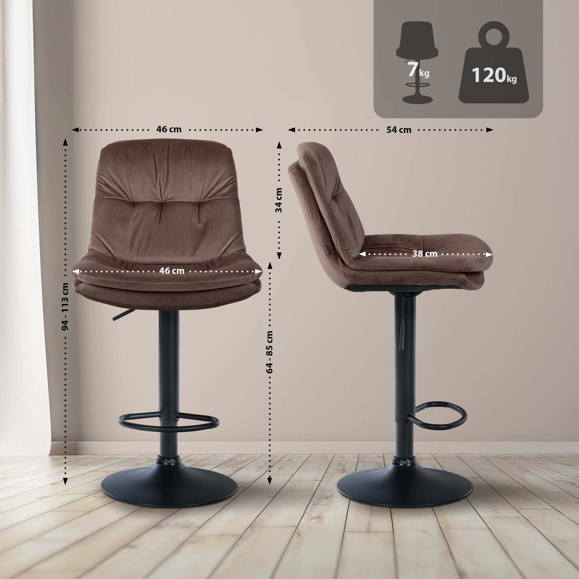 Barhocker Laurel Samt schwarz, braun
