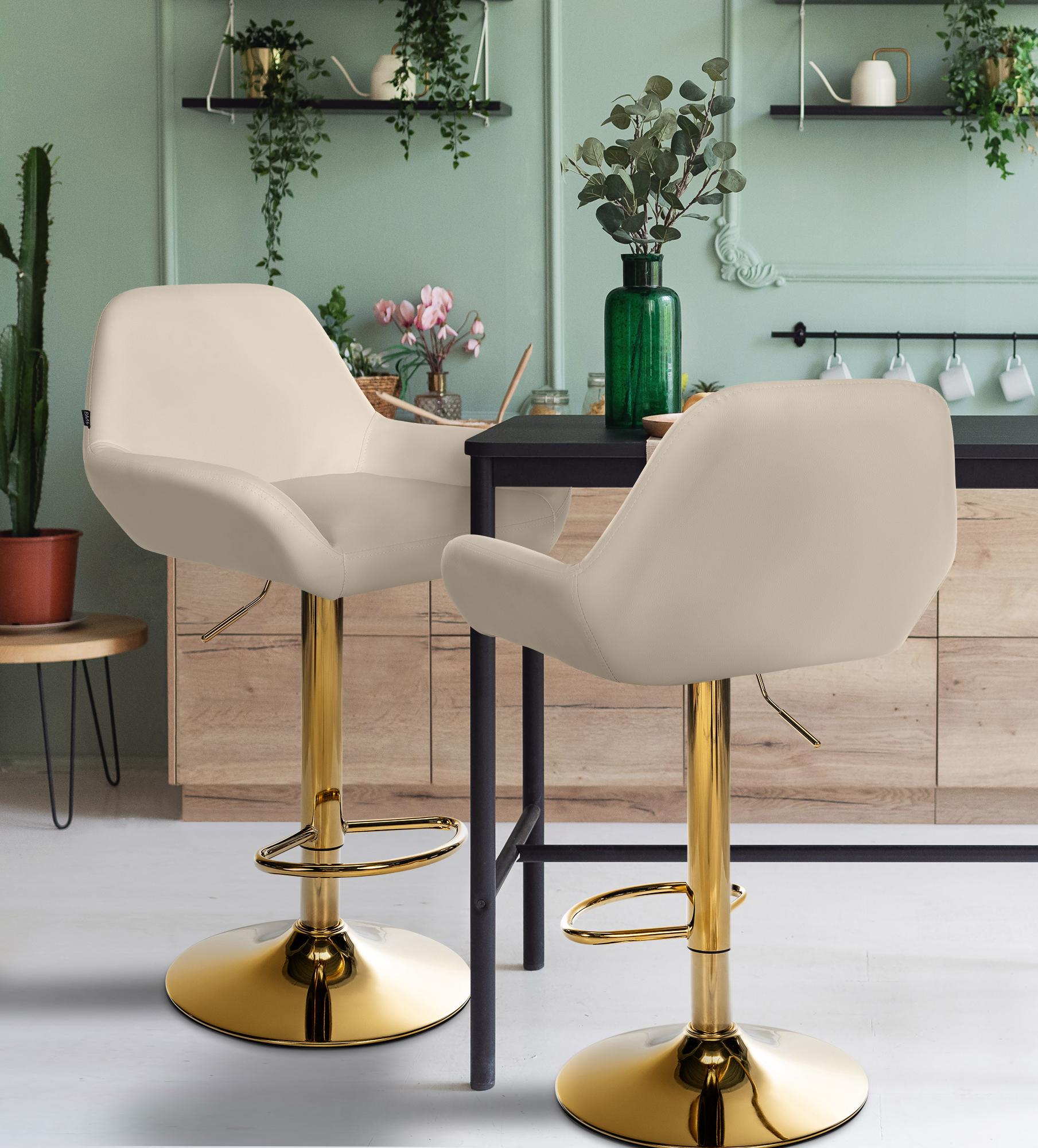 Barhocker Braga Gold Kunstleder, creme