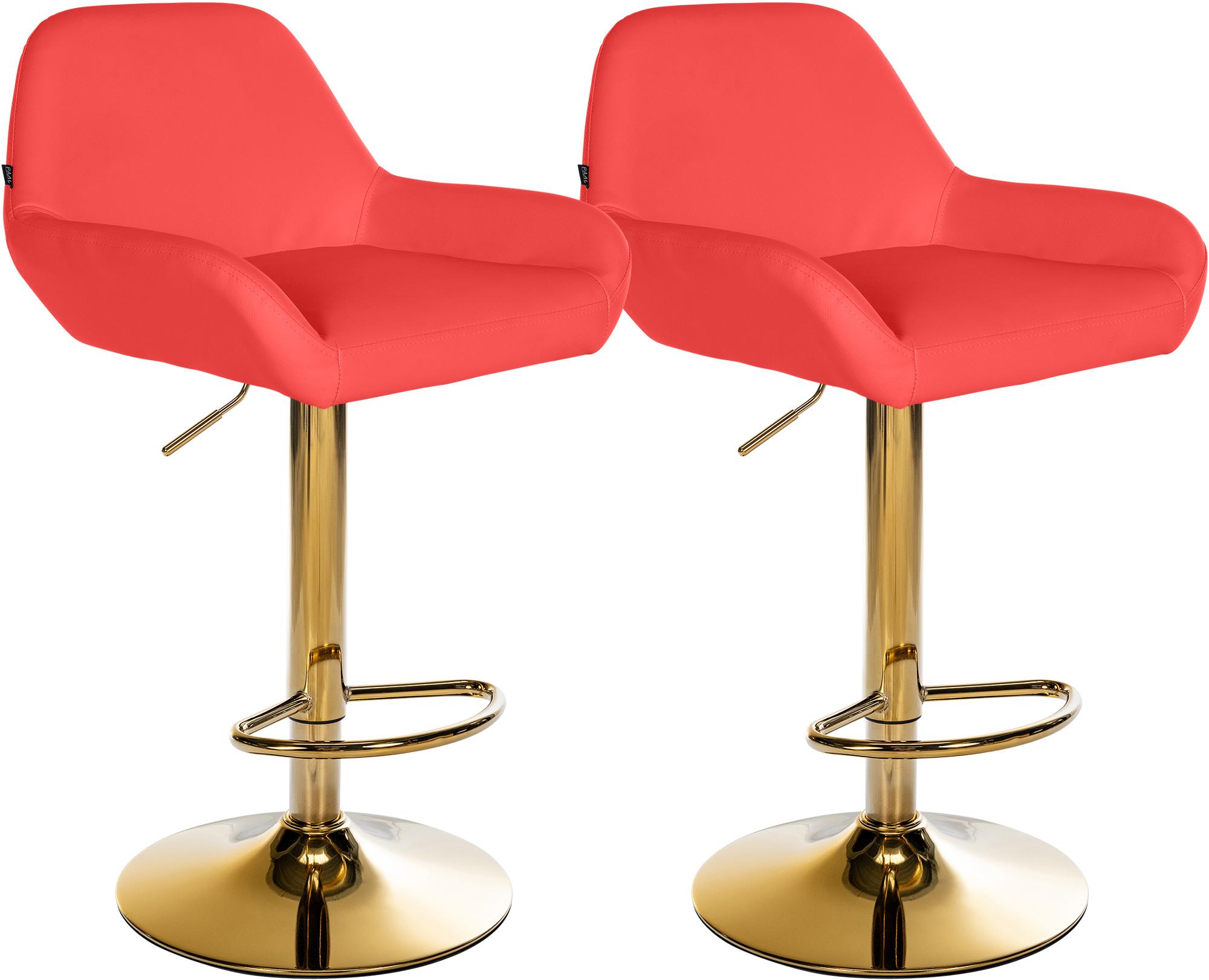 2er Set Barhocker Braga Gold Kunstleder, rot