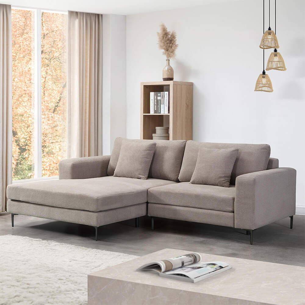Sofa BELLANO M - 238 x 188 cm Links Cord Beige