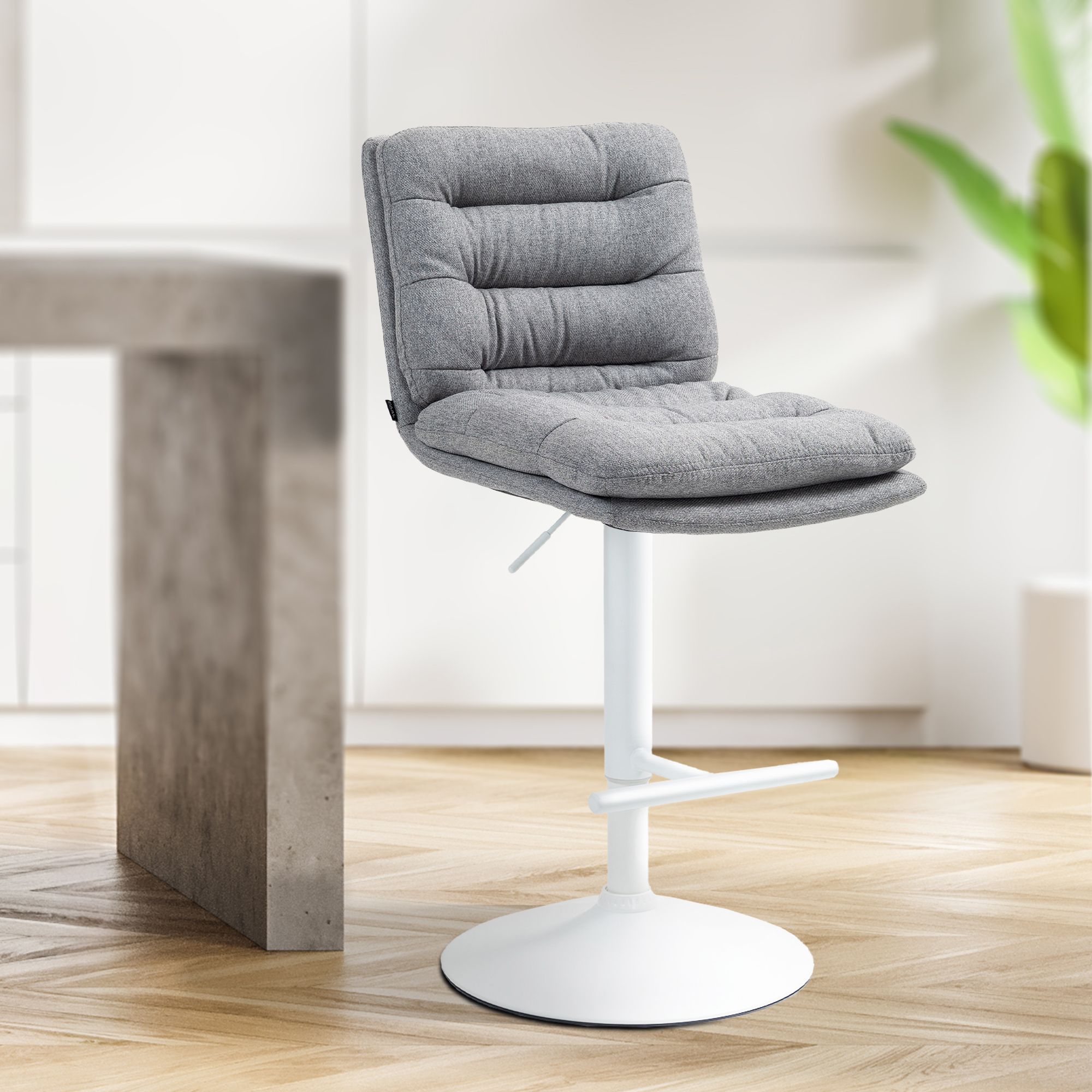 Barhocker Damar Stoff weiß, grau
