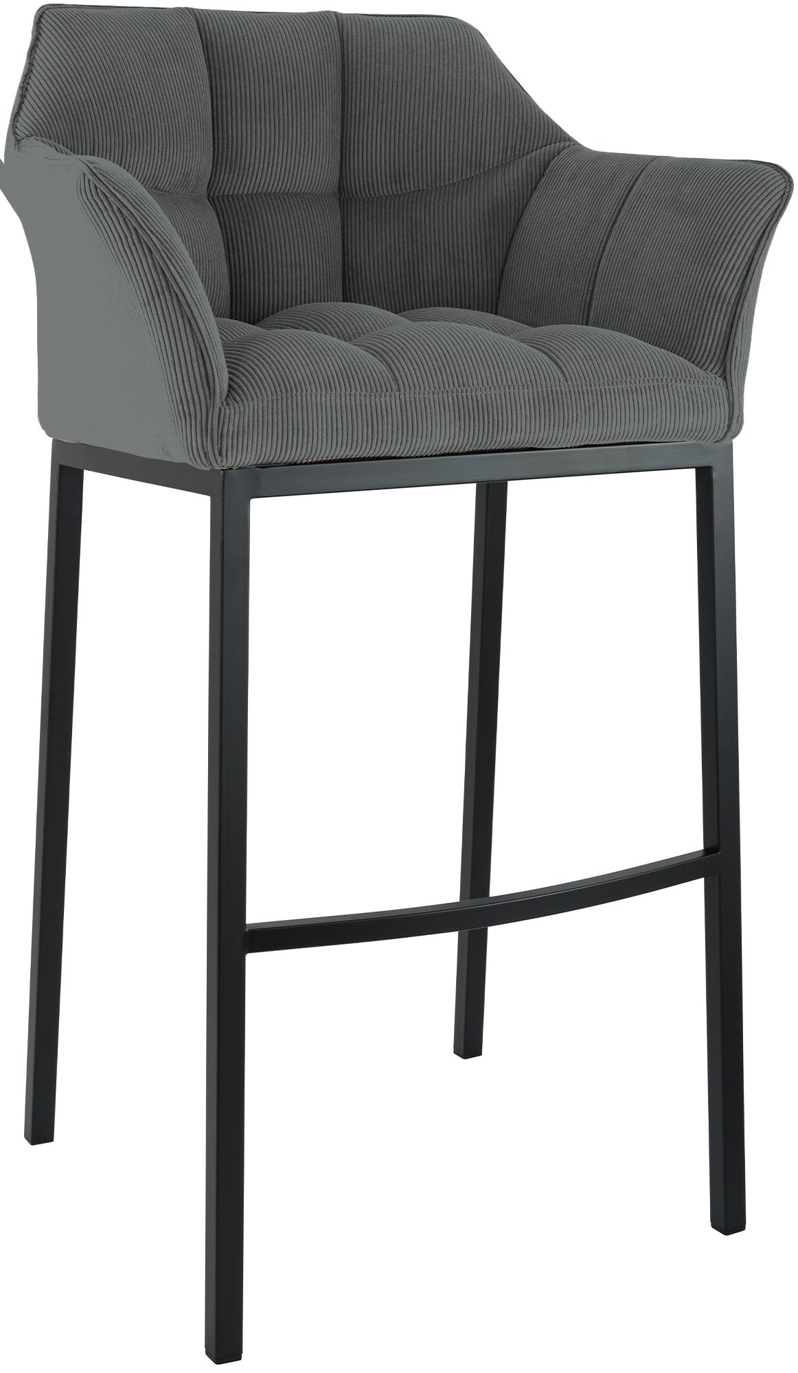 Barhocker Damaso B Cord mit 4-Fuß Gestell, grau
