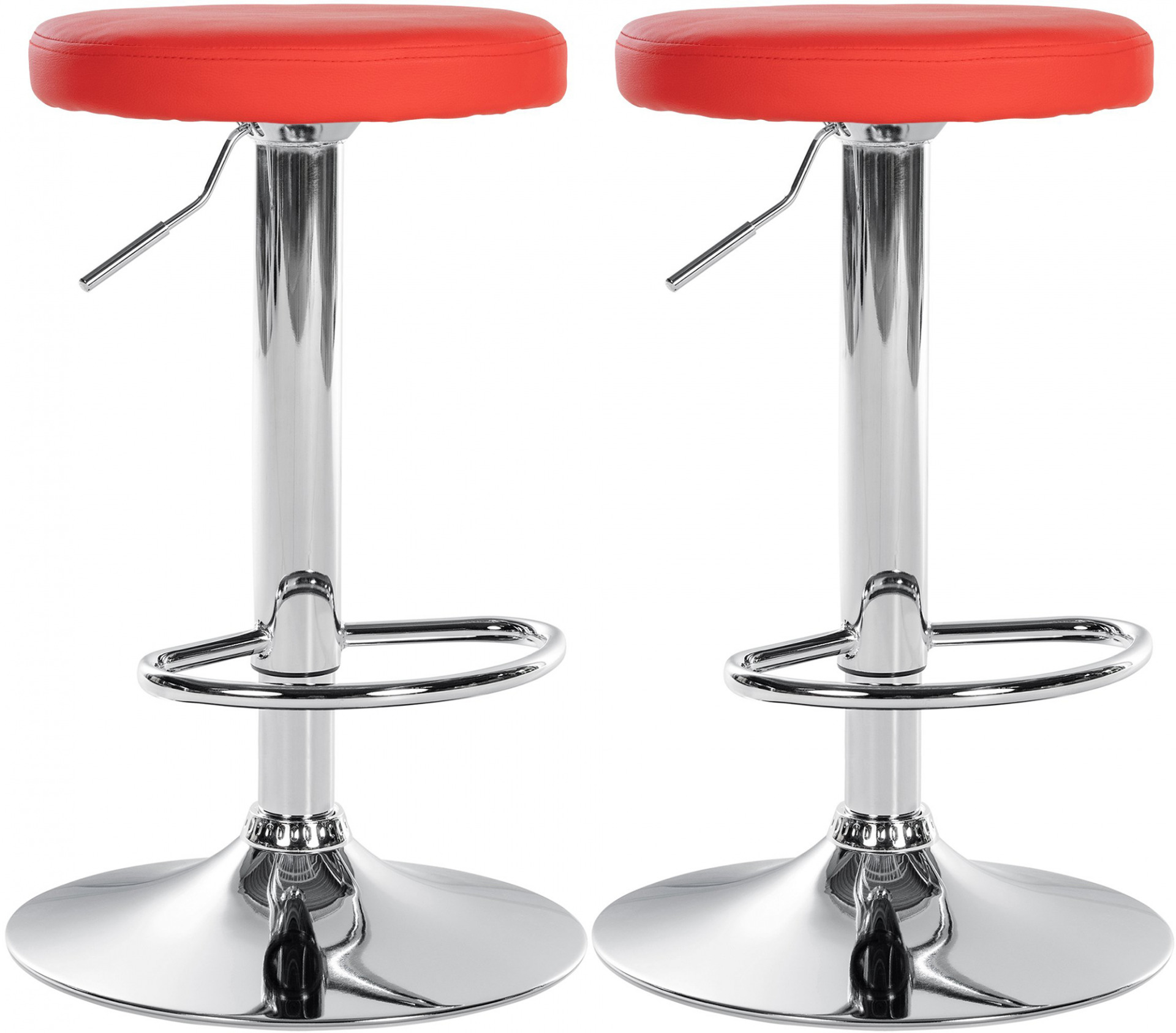 2er Set Barhocker Ponte Kunstleder chrom, rot