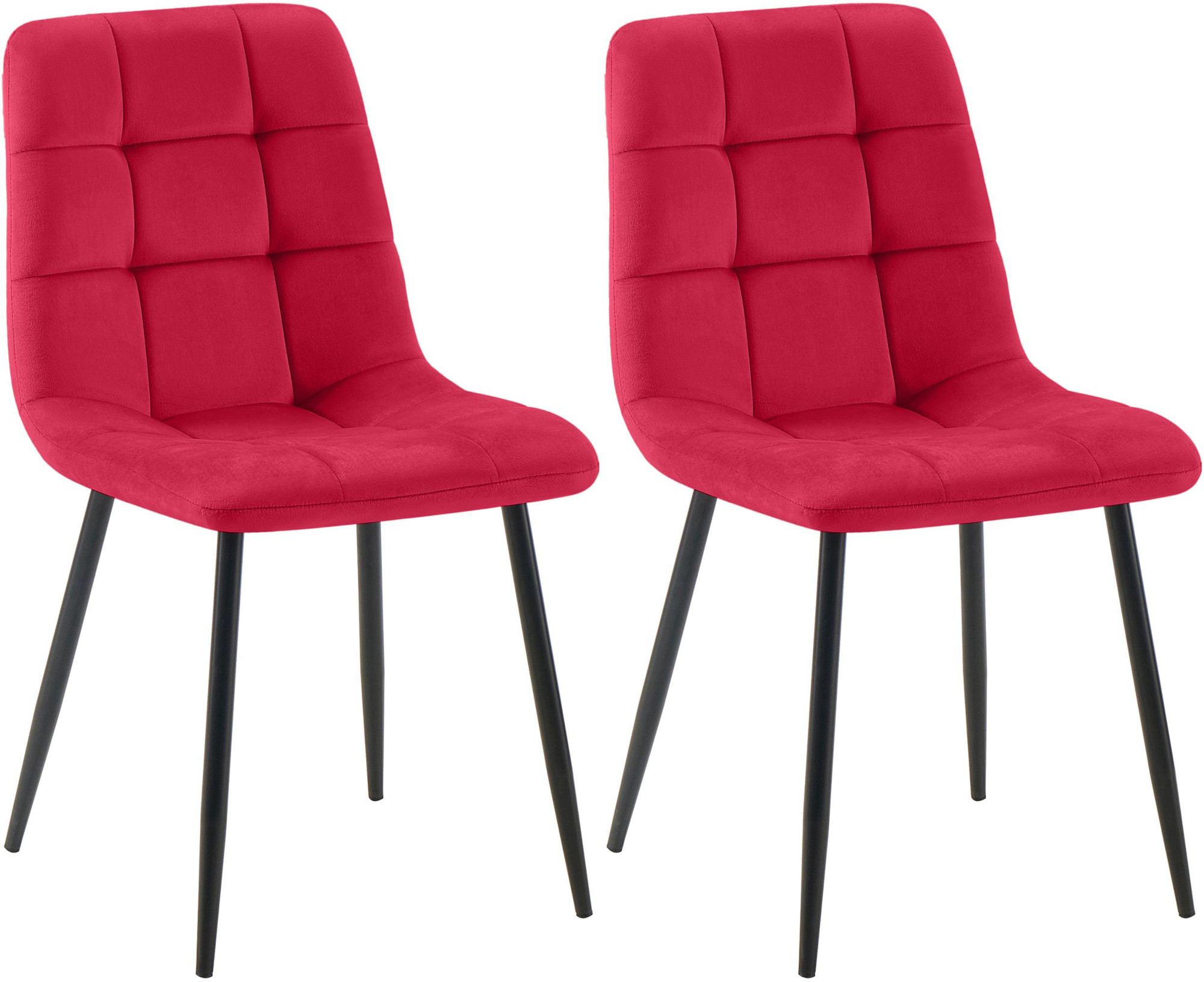 2er Set Esszimmerstuhl Tilde Samt, rot