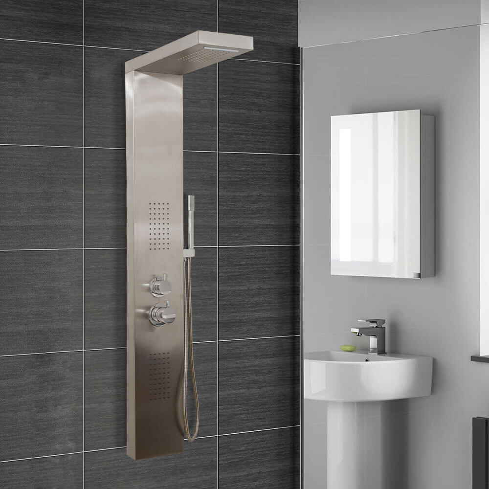 Duschpaneel mit Regendusche CASCATA – Edelstahl